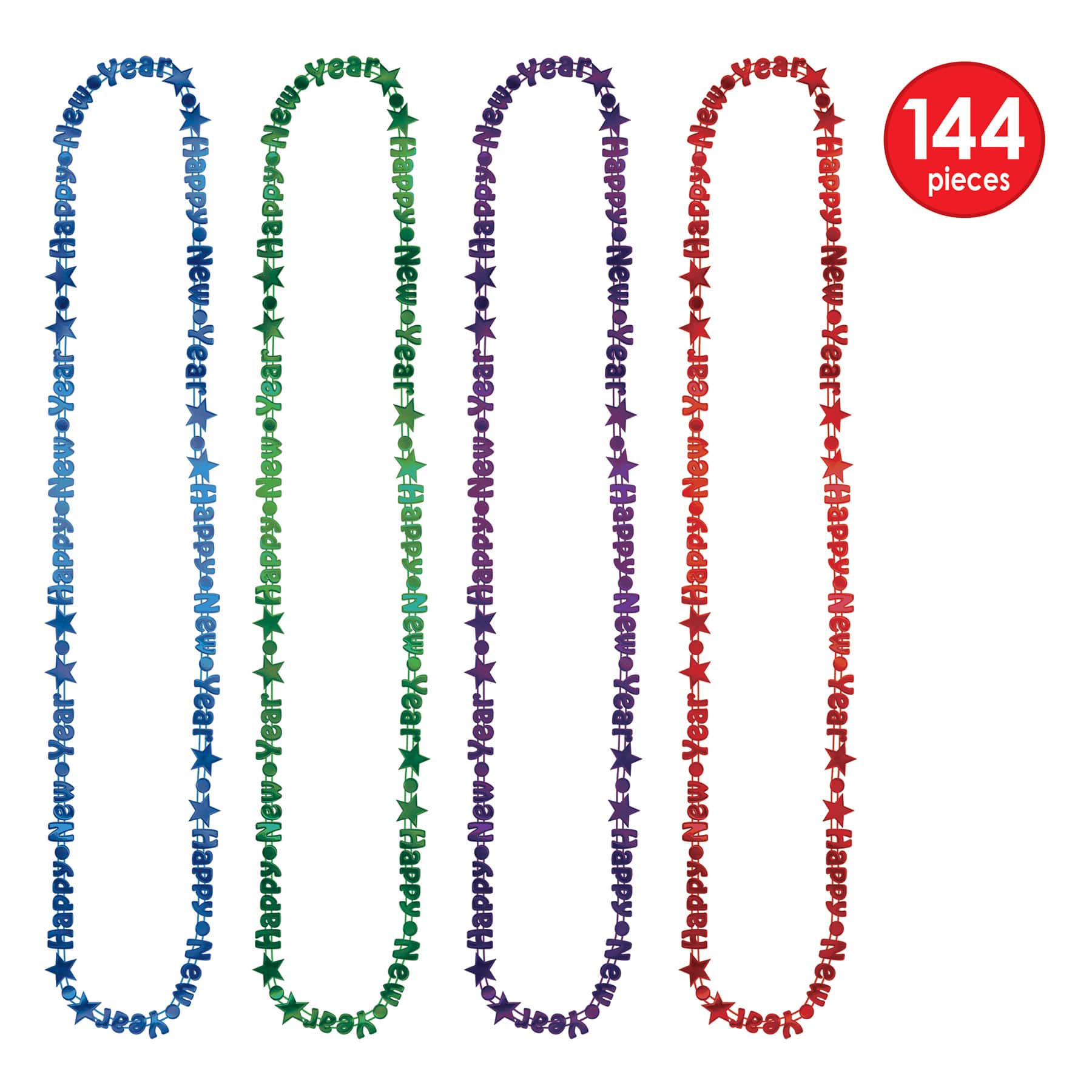 Beistle 36" Bulk Happy New Year Beads of Expression, 144ct.