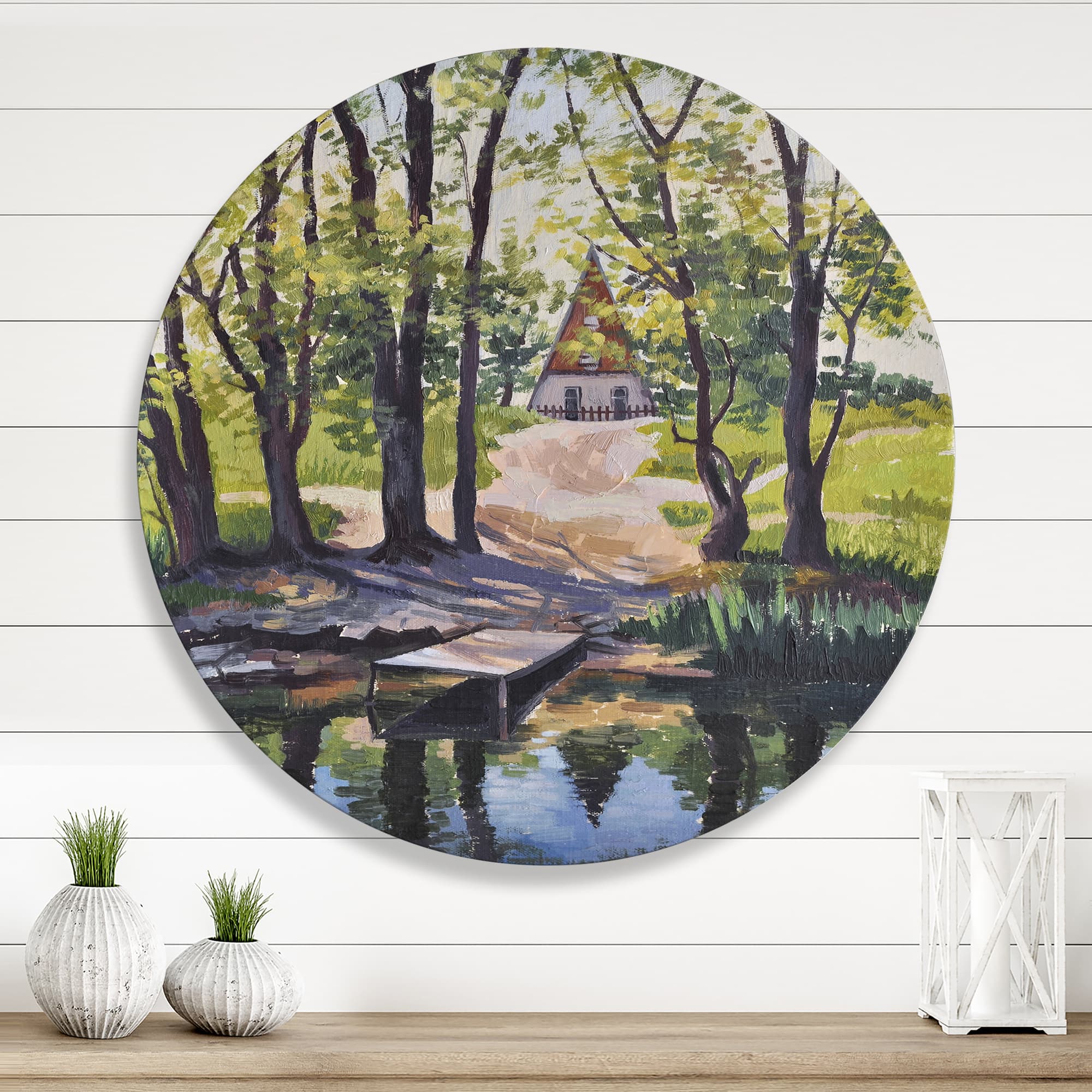 Designart - Mysterious House By The River In The Woods