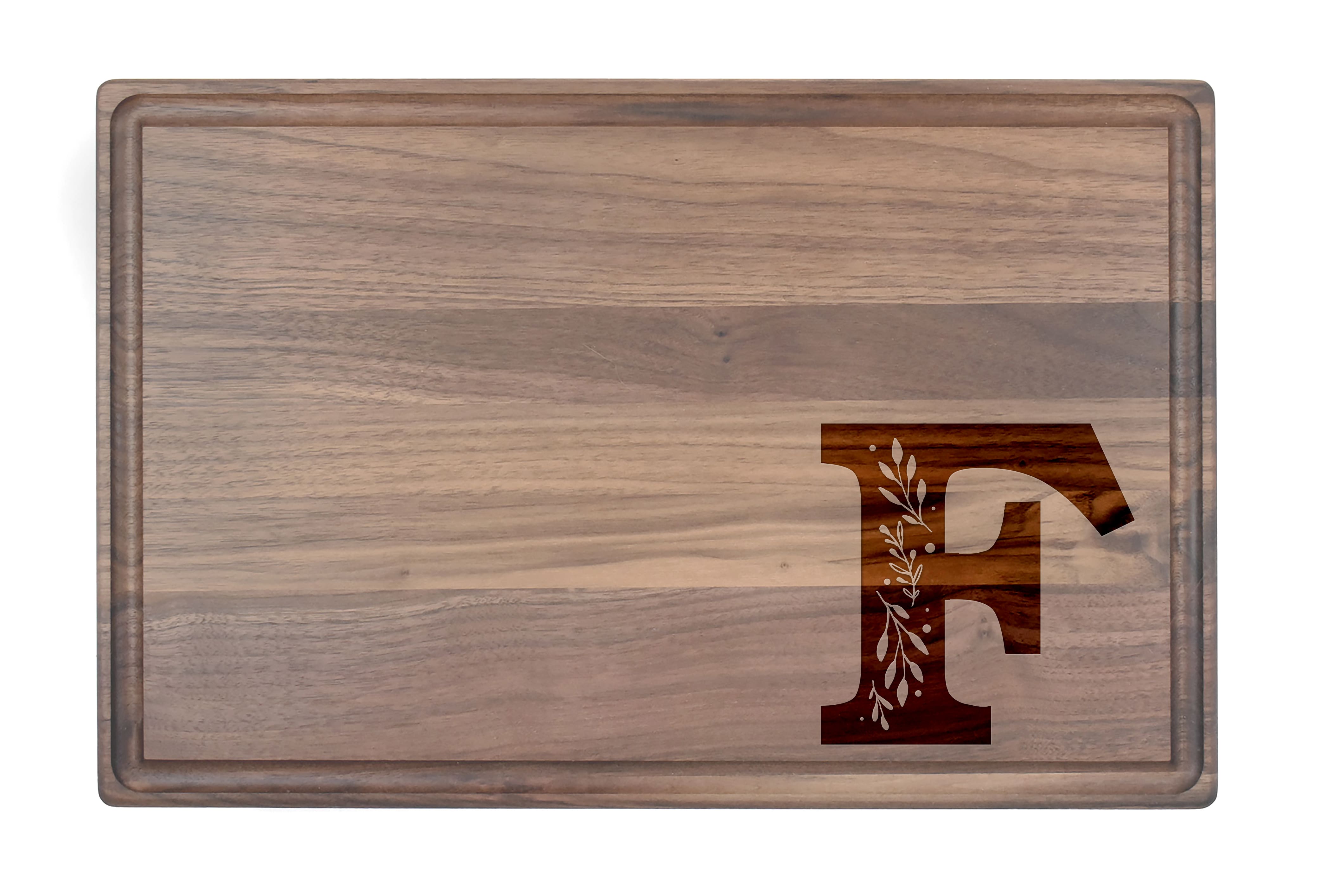 Floral Monogram Walnut Cutting Board