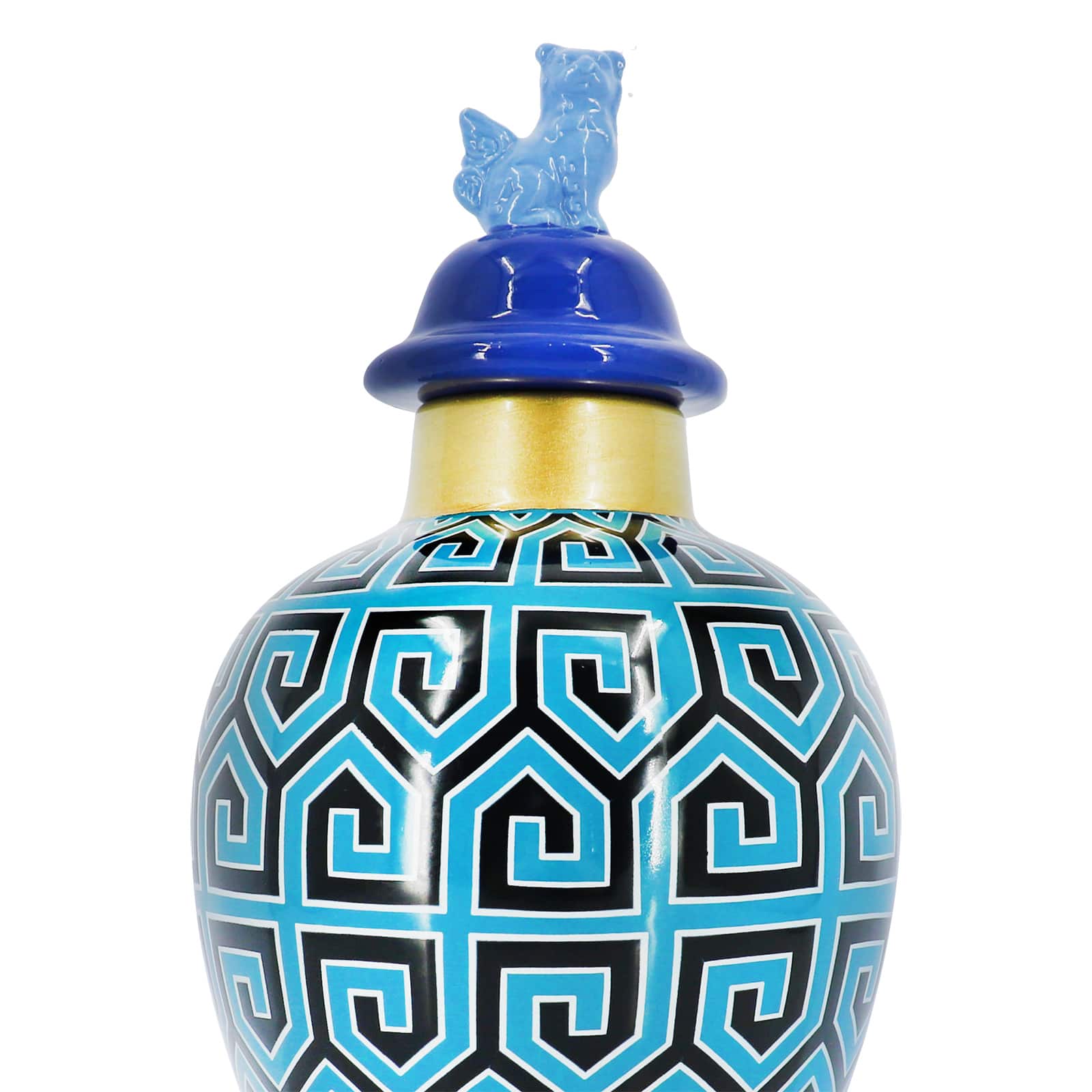 Jonathan Adler x Michaels 12" Blue & Black Greek Key Tabletop Urn with Lid