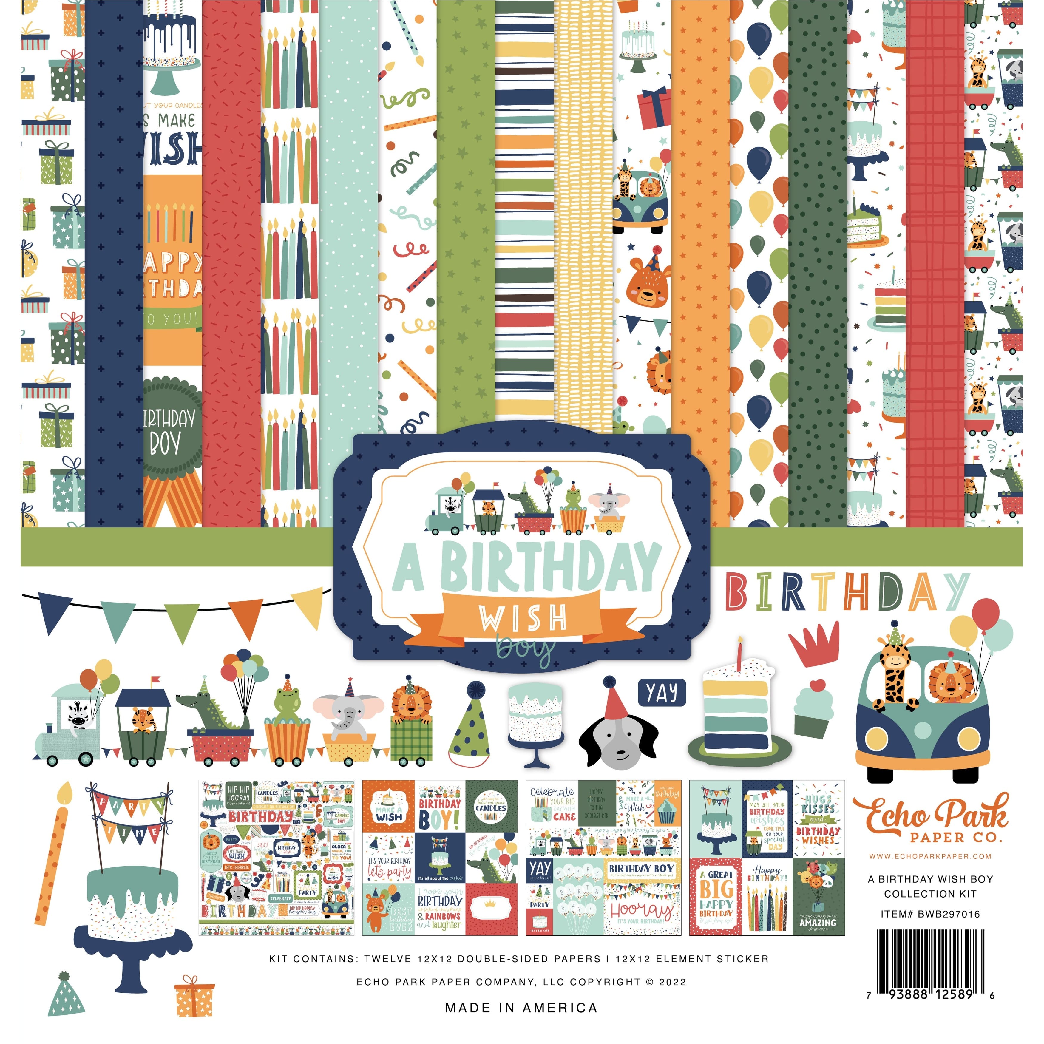 Echo Park A Birthday Wish Boy Collection Kit, 12" x 12"
