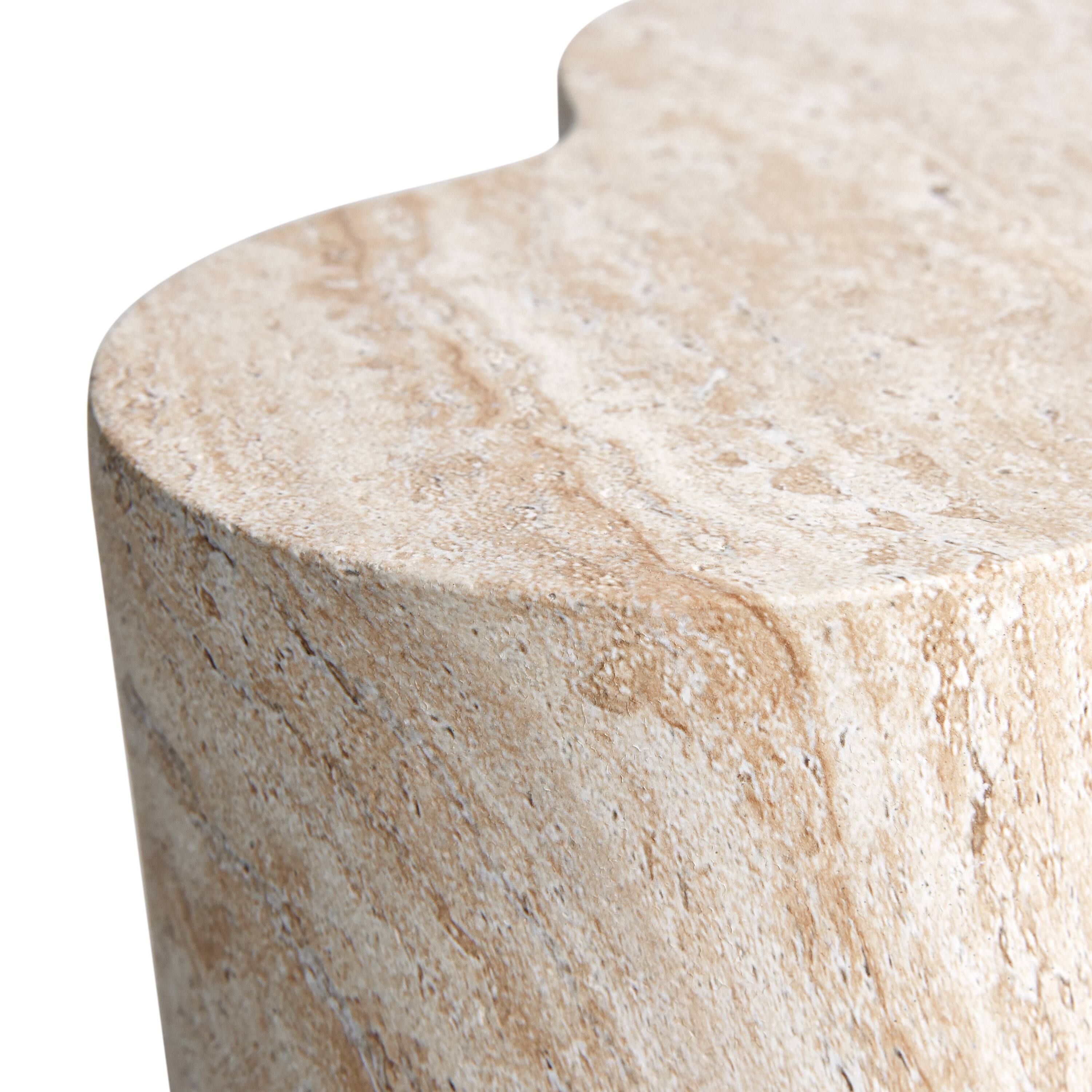 Empire Art Direct 18" Clover Travertine Stone Finish MGO Side Accent Table