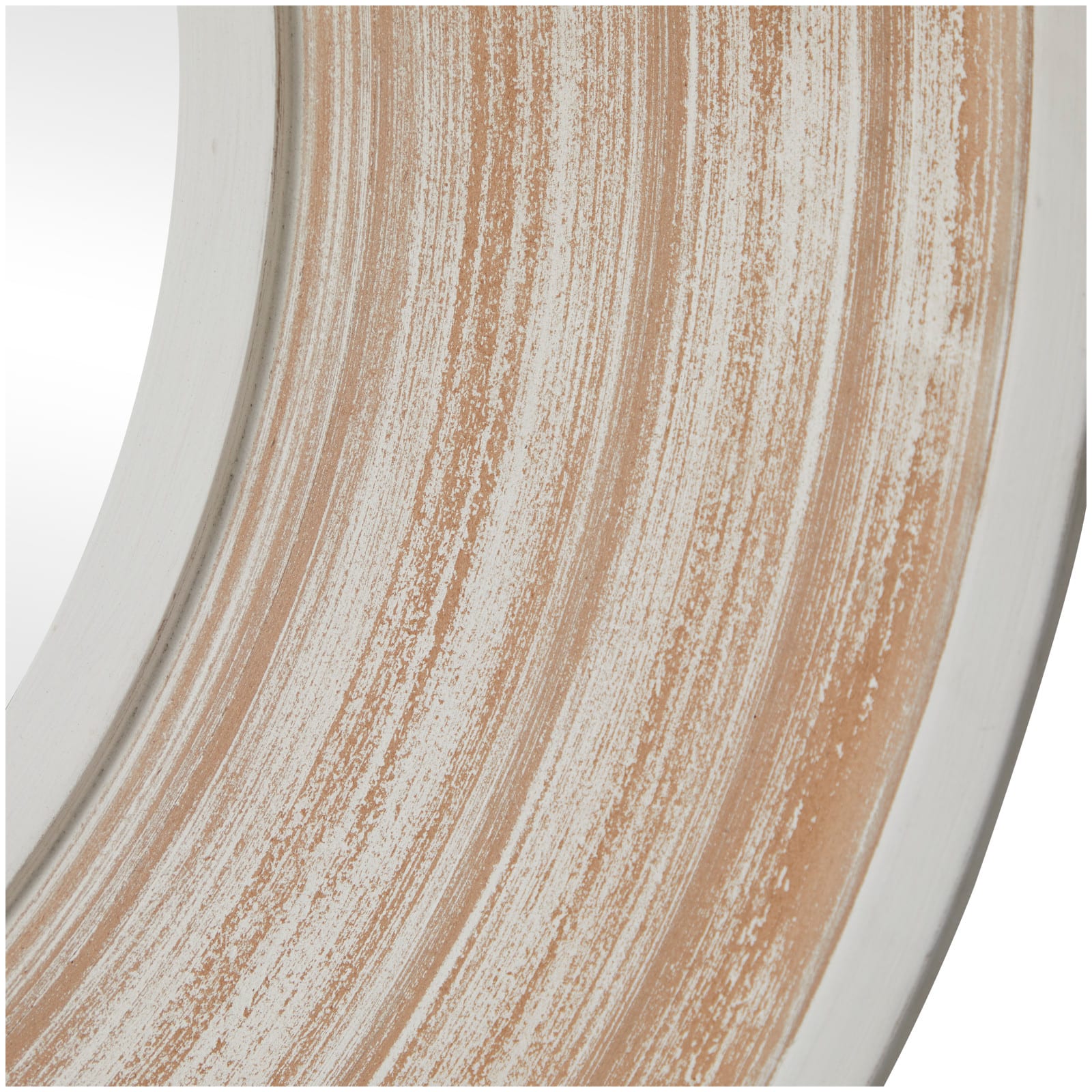 35" Cream Wooden Framed Wall Mirror with White Wash Effect