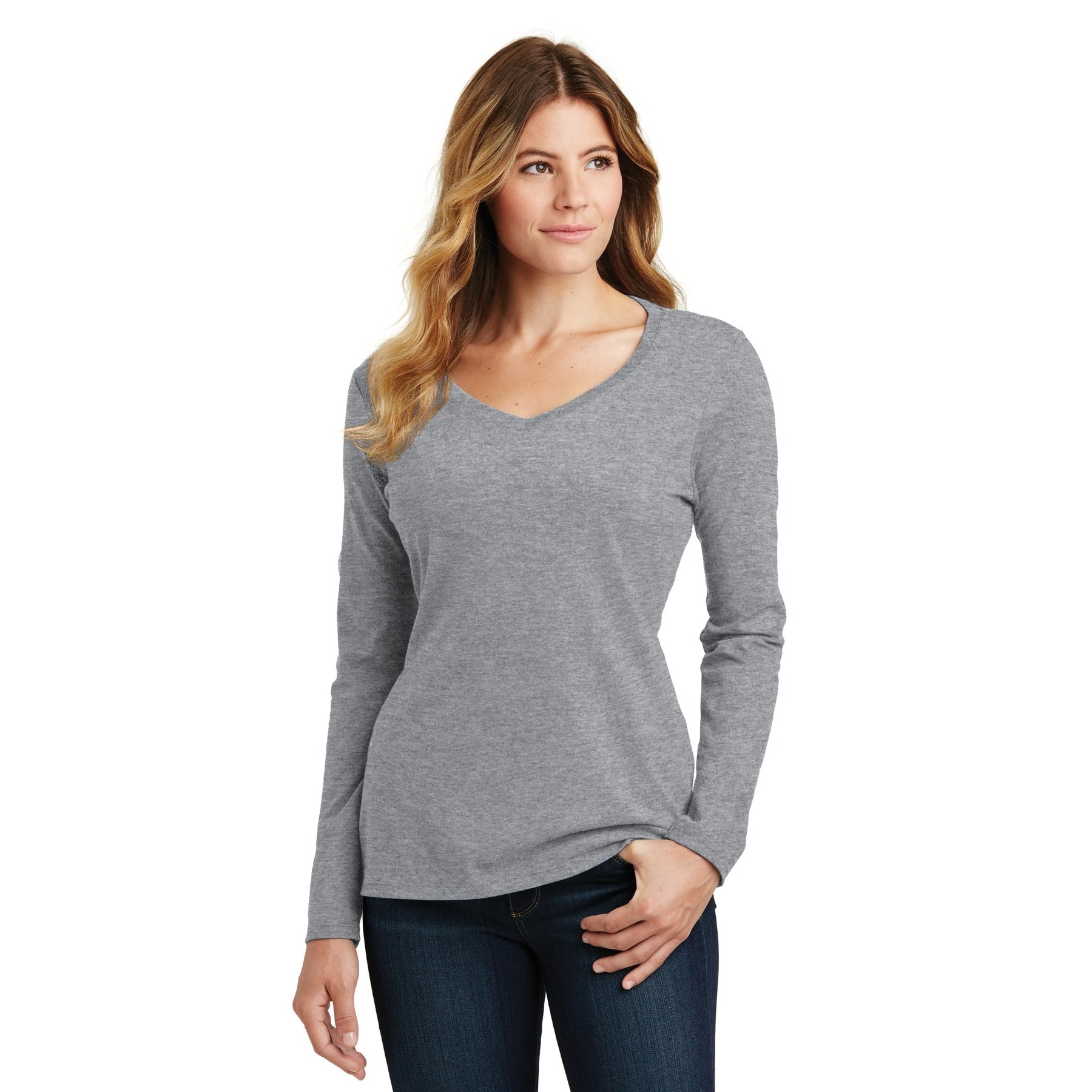 Port & Company® Fan Favorite™ Ladies Long Sleeve V-Neck T-Shirt