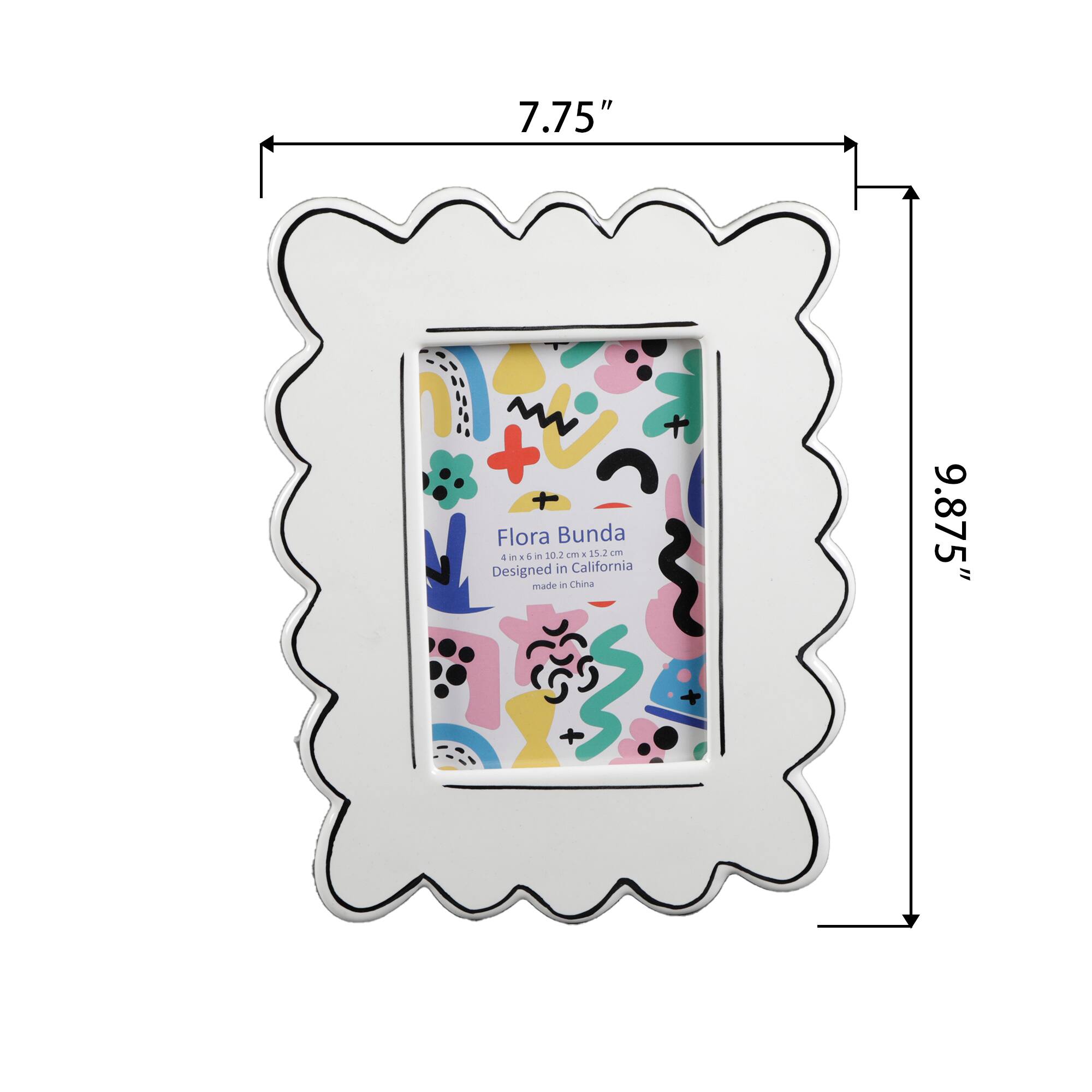 Flora Bunda® 4" x 6" Sand White Wavey with Sideline Ceramic Frame