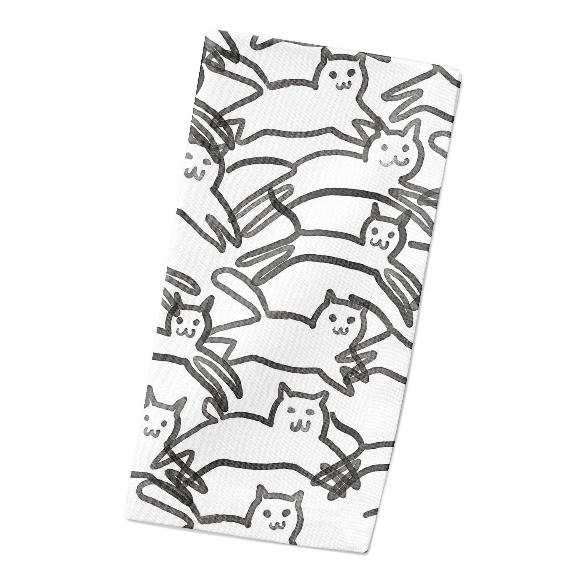 Leaping Cat Pattern II 10" x 10" Cotton Twill Napkin