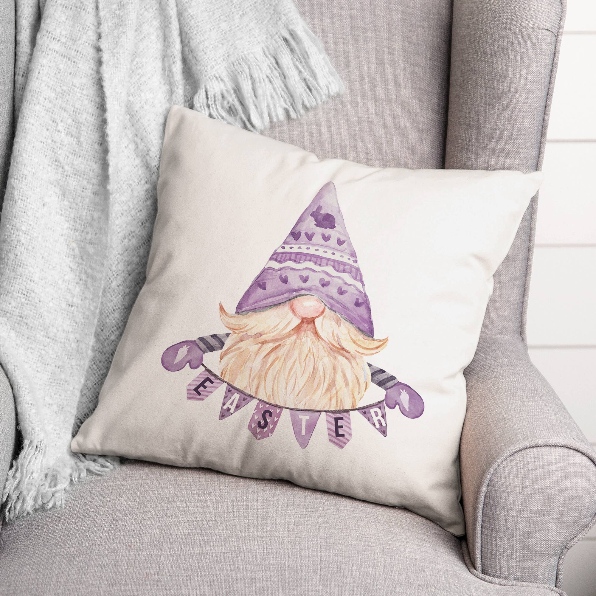 Easter Gnome Banner 2 18" x 18" Indoor / Outdoor Pillow