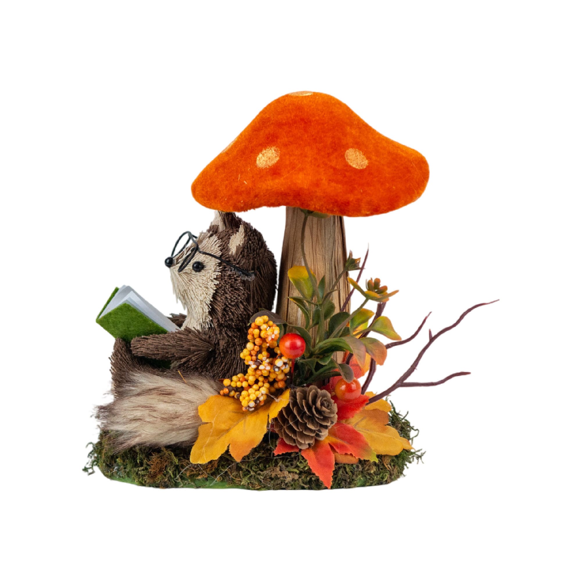 6.5" Reading Fox under Mushroom Decorative Animal by Ashland®