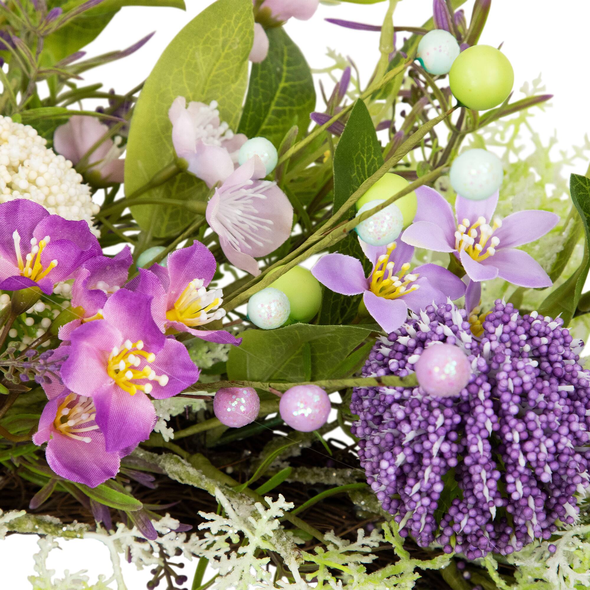28" Purple Wild Flower & Berry Spring Wreath