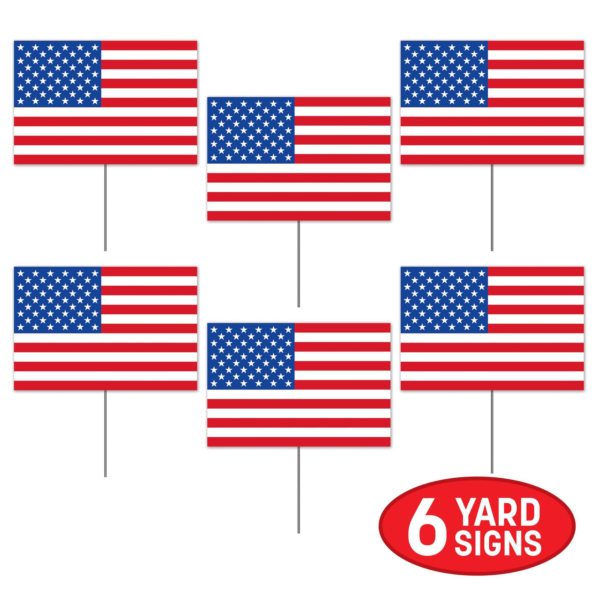 Beistle 7.5" x 11.25" Plastic American Flag Yard Signs, 6ct.