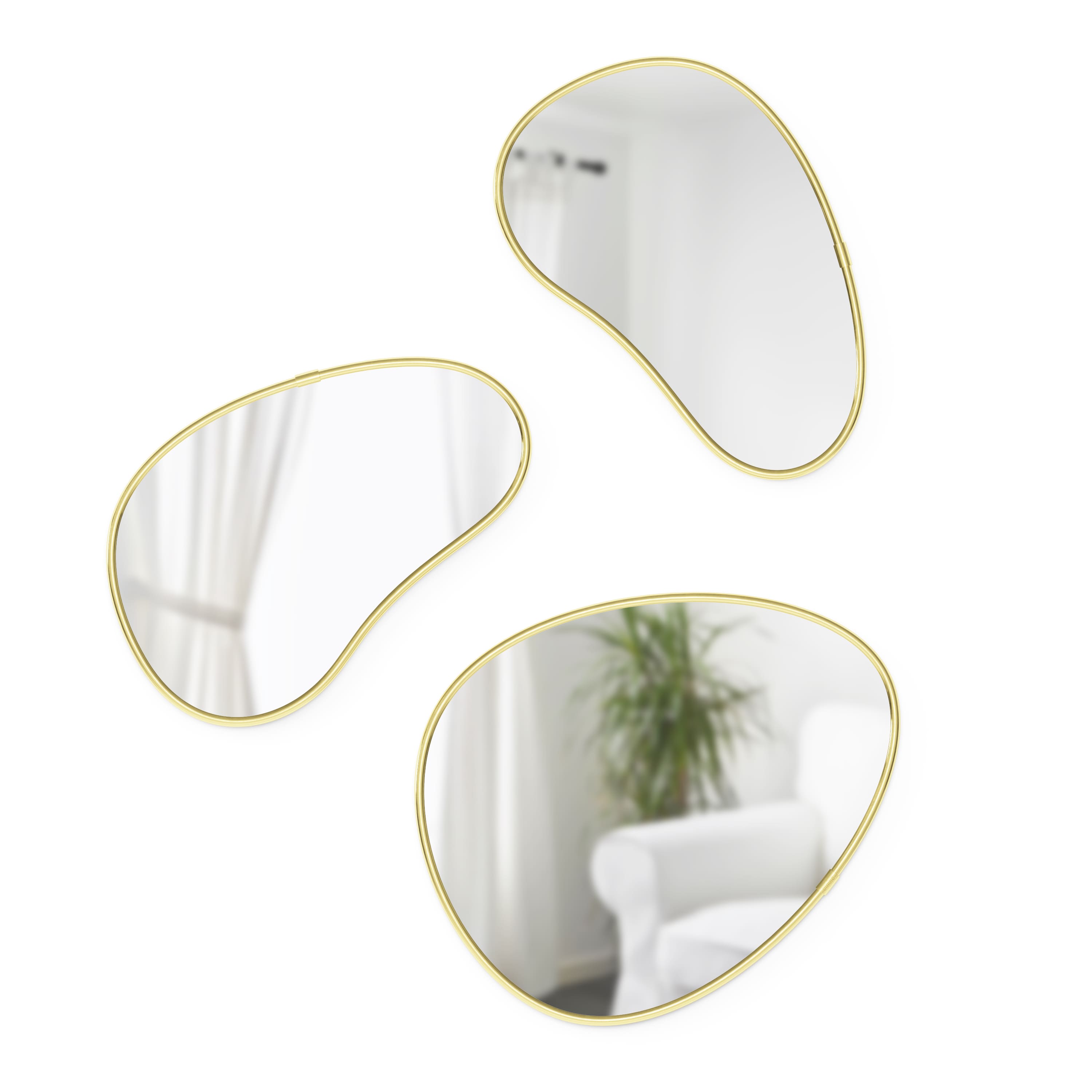 Umbra Brass Hubba Pebble Mirror Set 