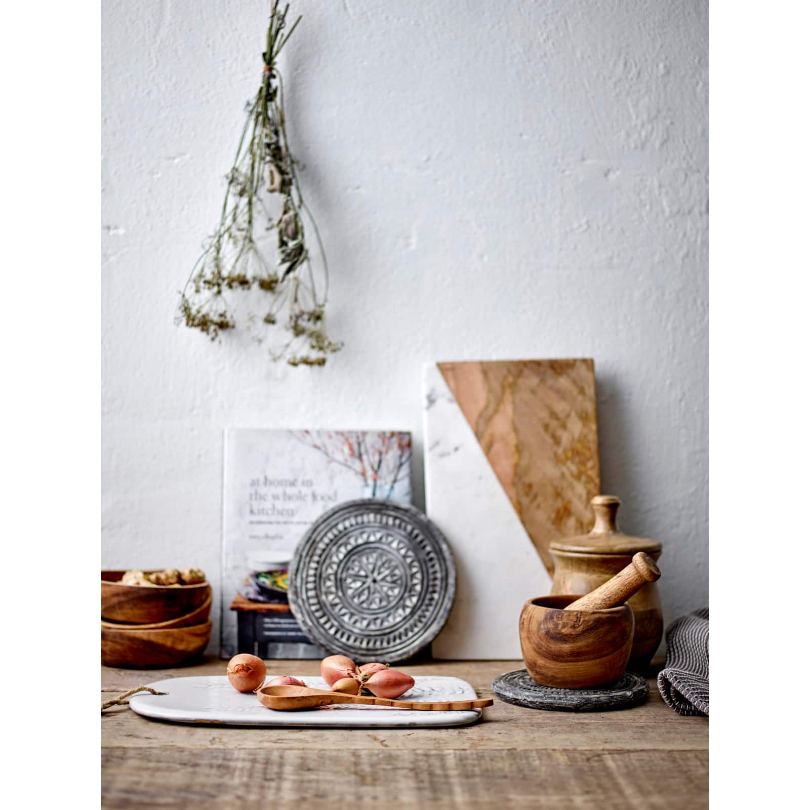 Hello Honey® Mango Wood & Marble Serving Tray