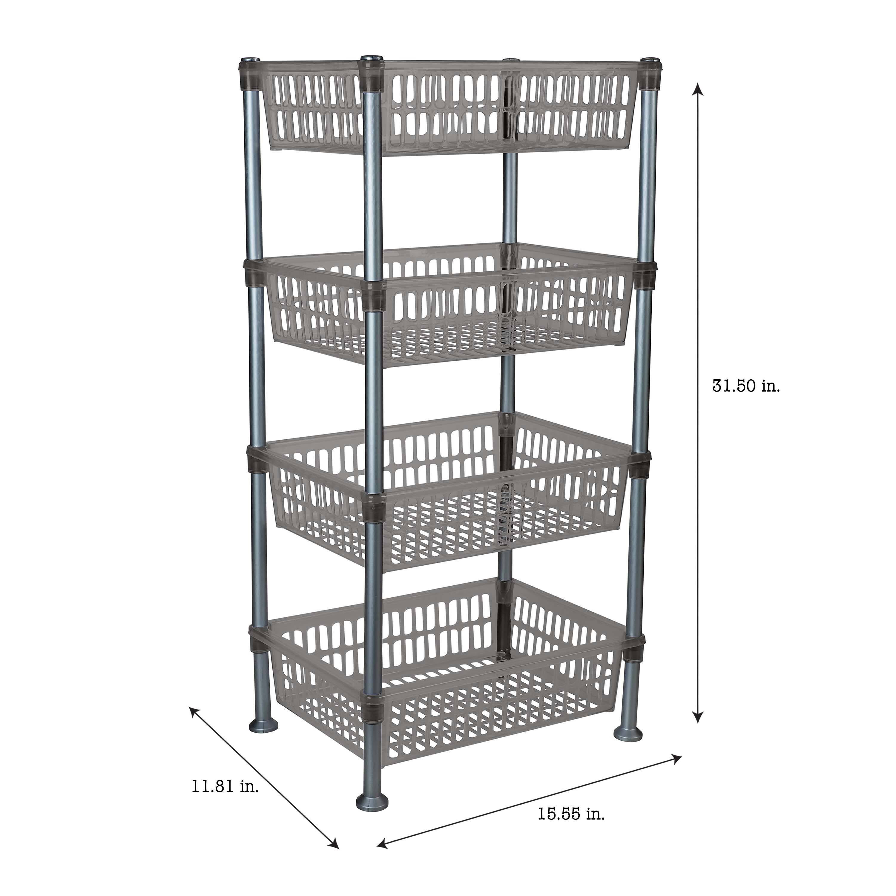 Kitchen Details Smoke Gray 4-Tier Slim Shelf