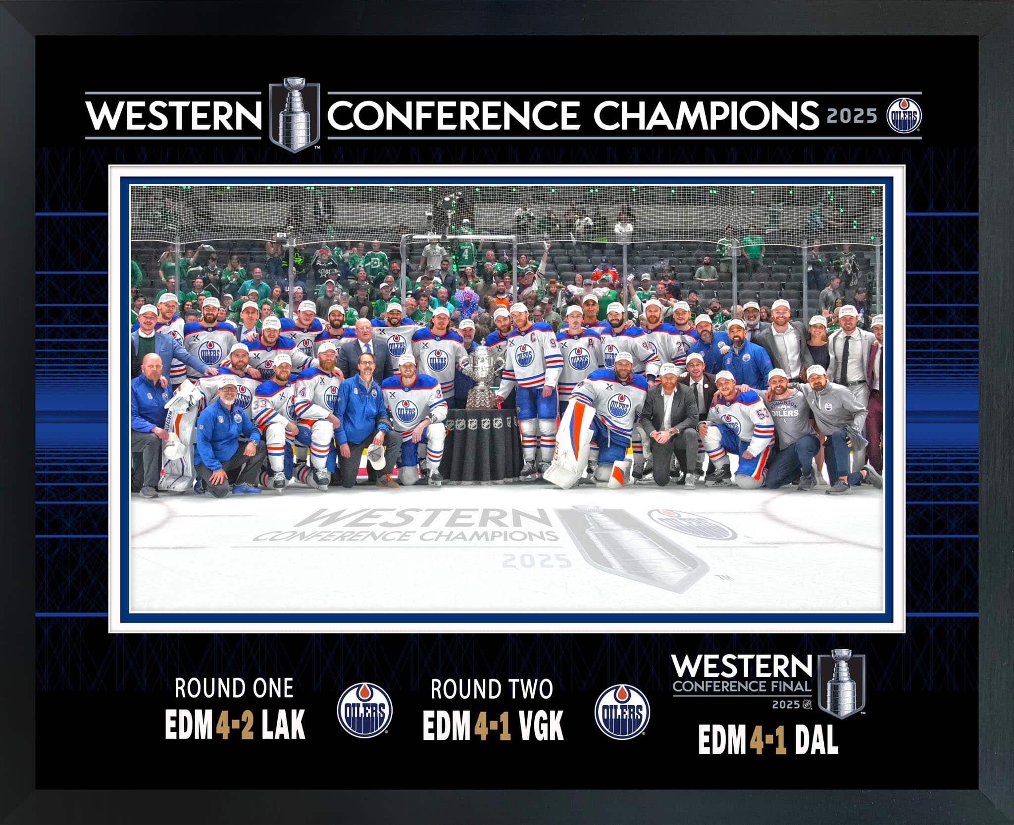 Edmonton Oilers Framed 16" x 20" PhotoGlass 2025 Conference Champions 20" x 16"