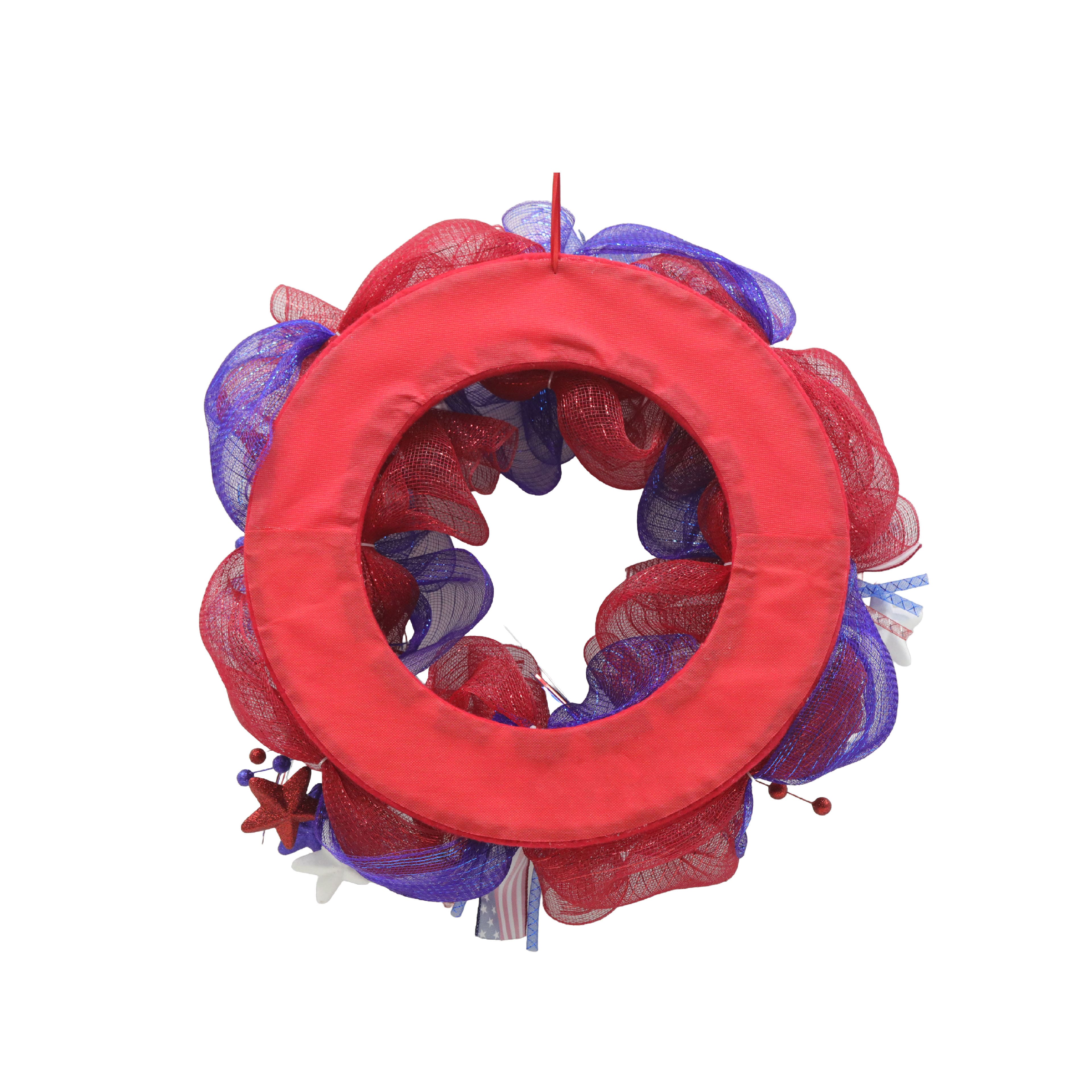 Red, White & Blue 24" Stars, Ribbon & Mesh Wreath by Celebrate It™