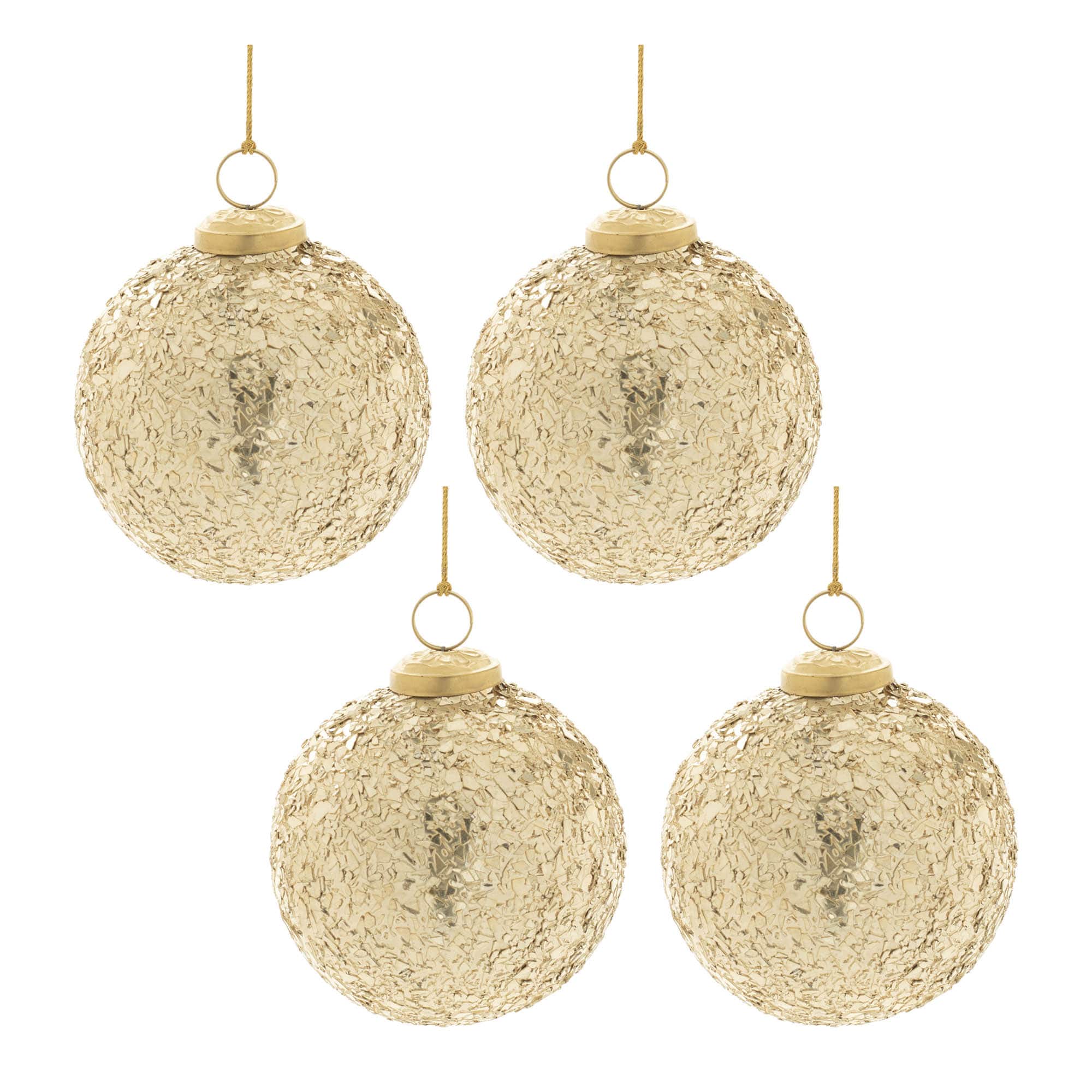 4.25" Mosaic Glass Ball Ornaments, 4ct.
