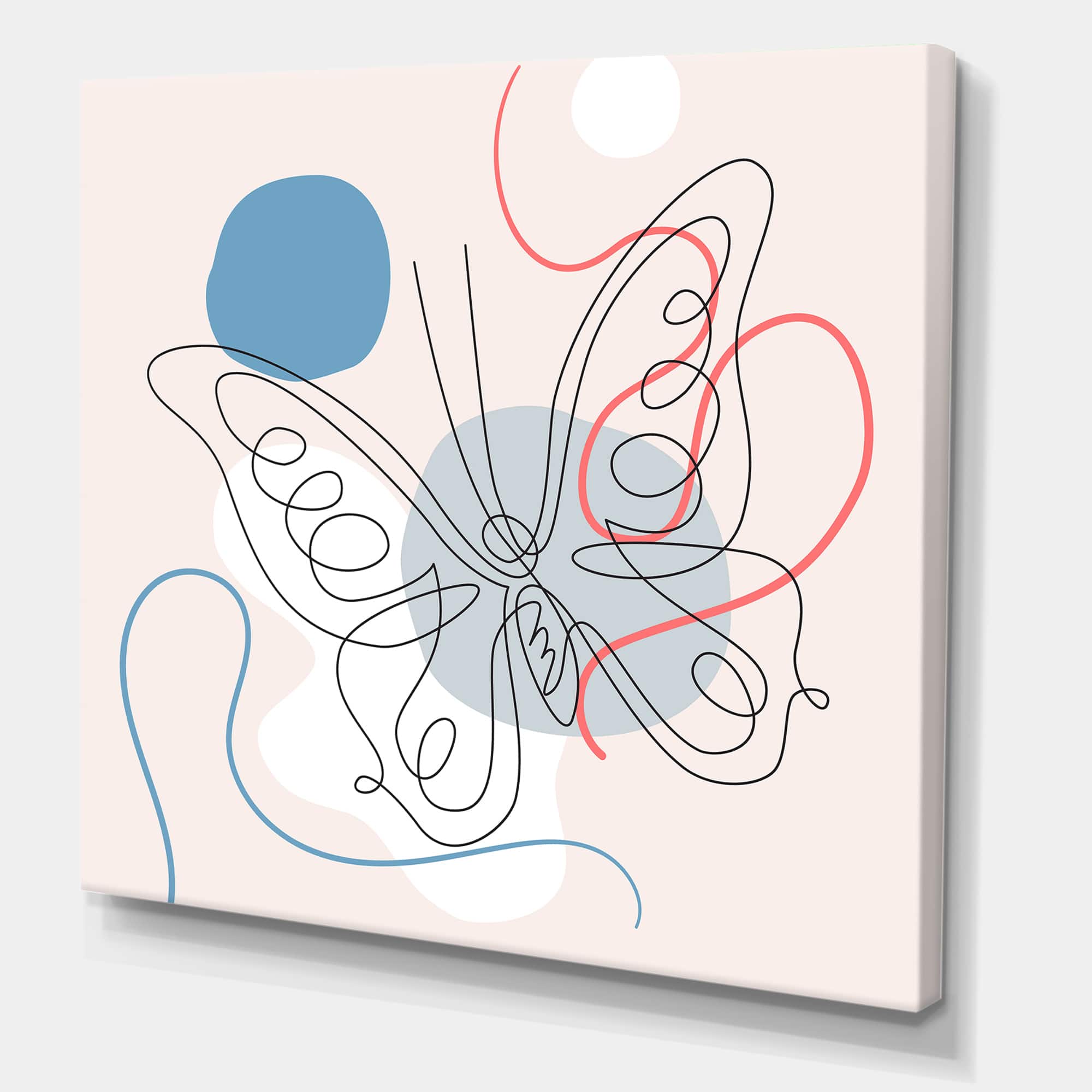 Designart - Butterfly One Line Drawing On Cubism Shapes III