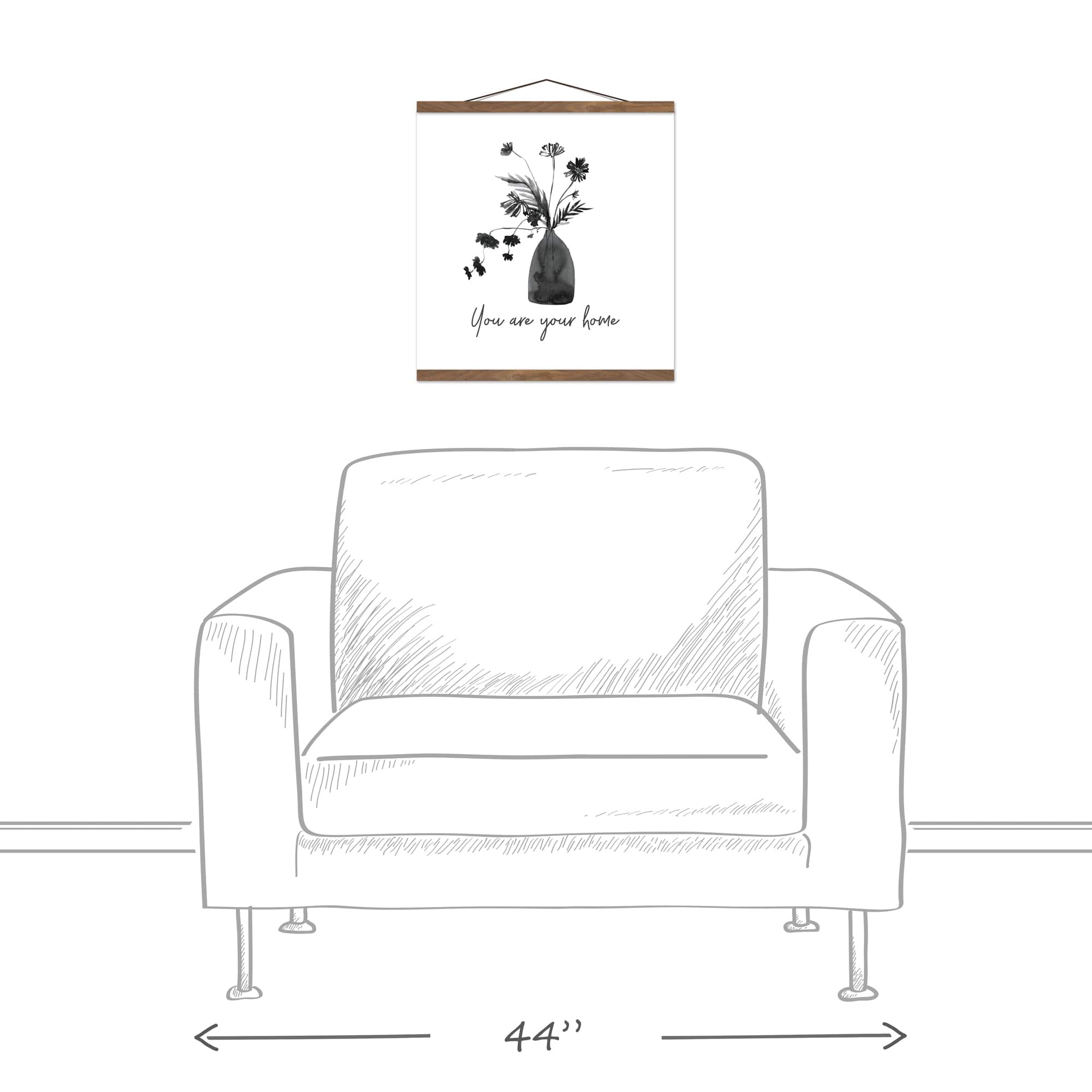 You are your Home 16" x 16" Teak Hanging Canvas