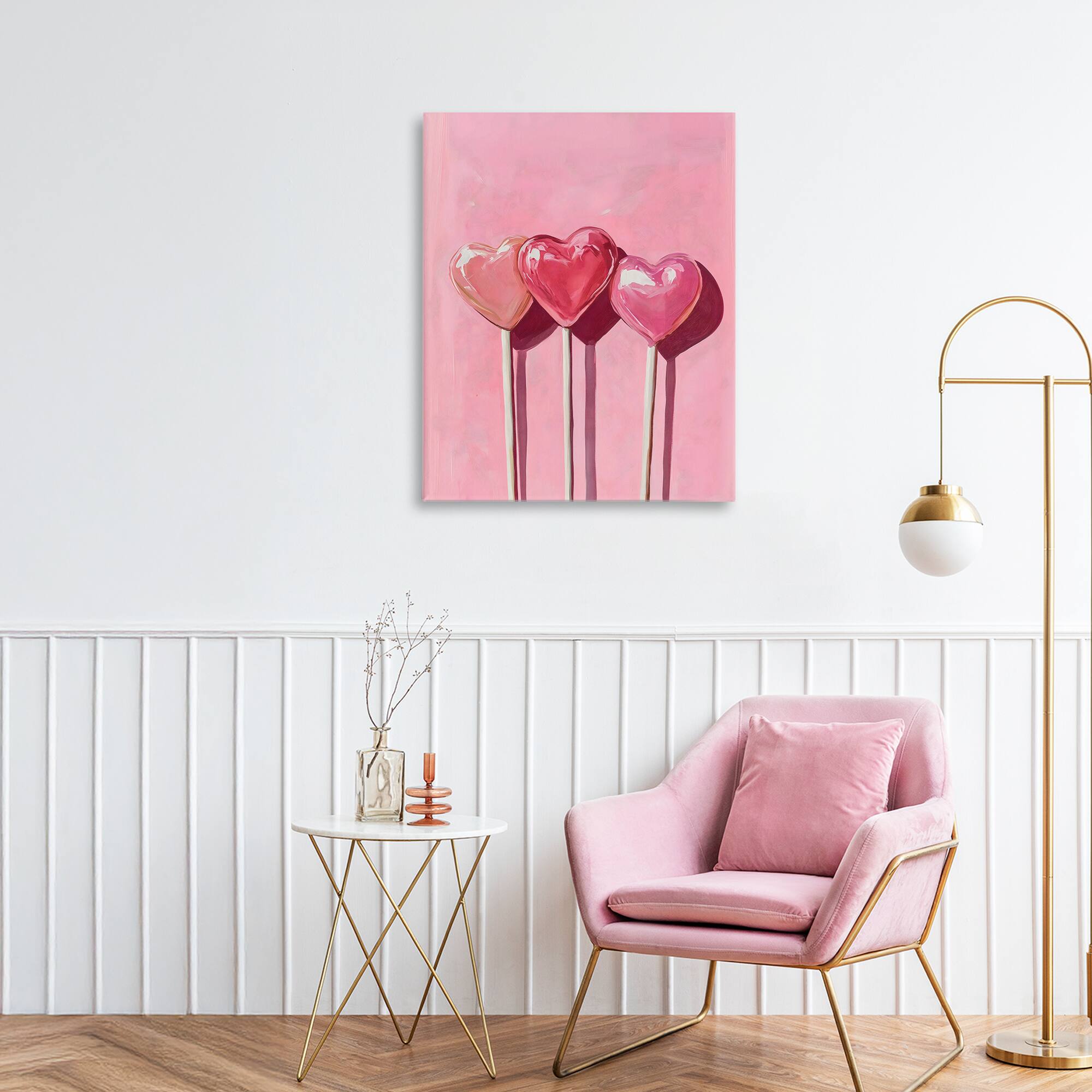 Stupell Industries Three Lollipops on Pink Canvas Wall Art