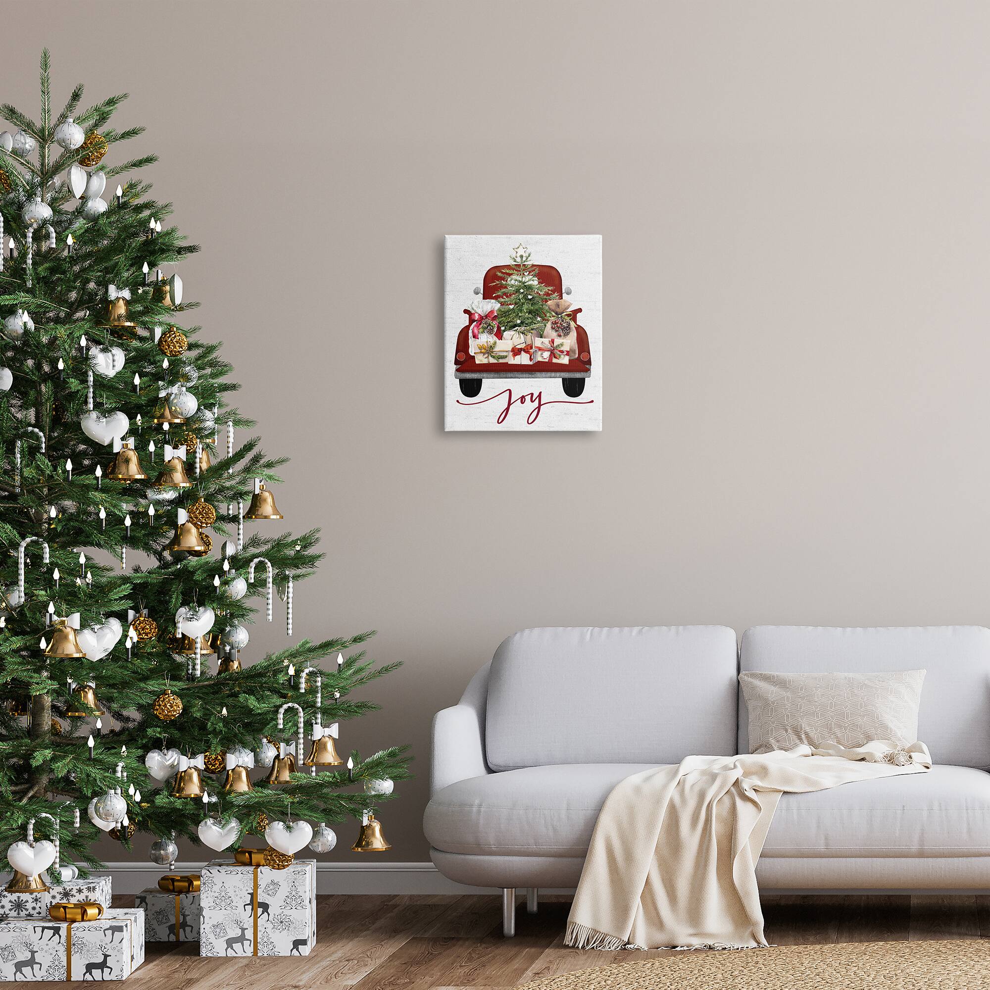 Stupell Industries Joy Holiday Red Gift Truck Canvas Wall Art