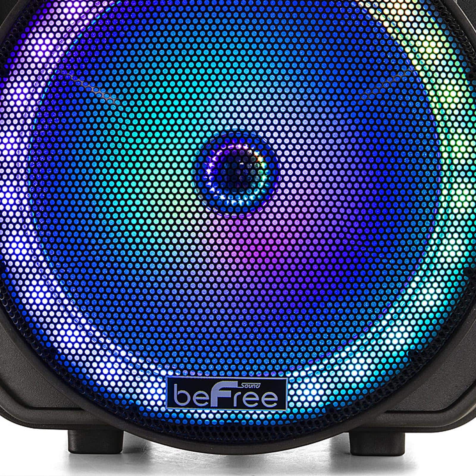 beFree Sound 12" Bluetooth Rechargeable Portable PA Party Speaker With Reactive LED Lights