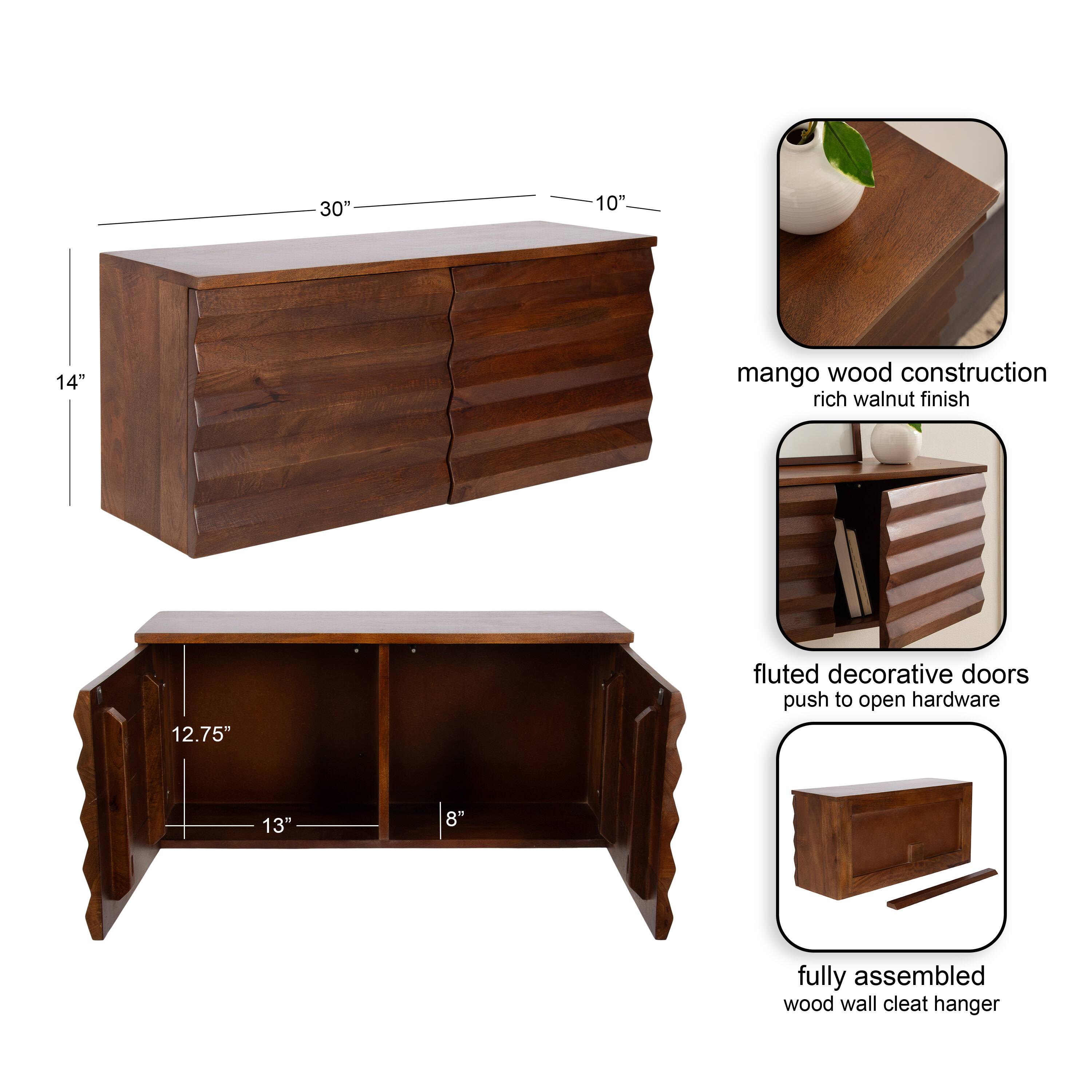 Kate and Laurel Semsa Two-Door Floating Wall Cabinet