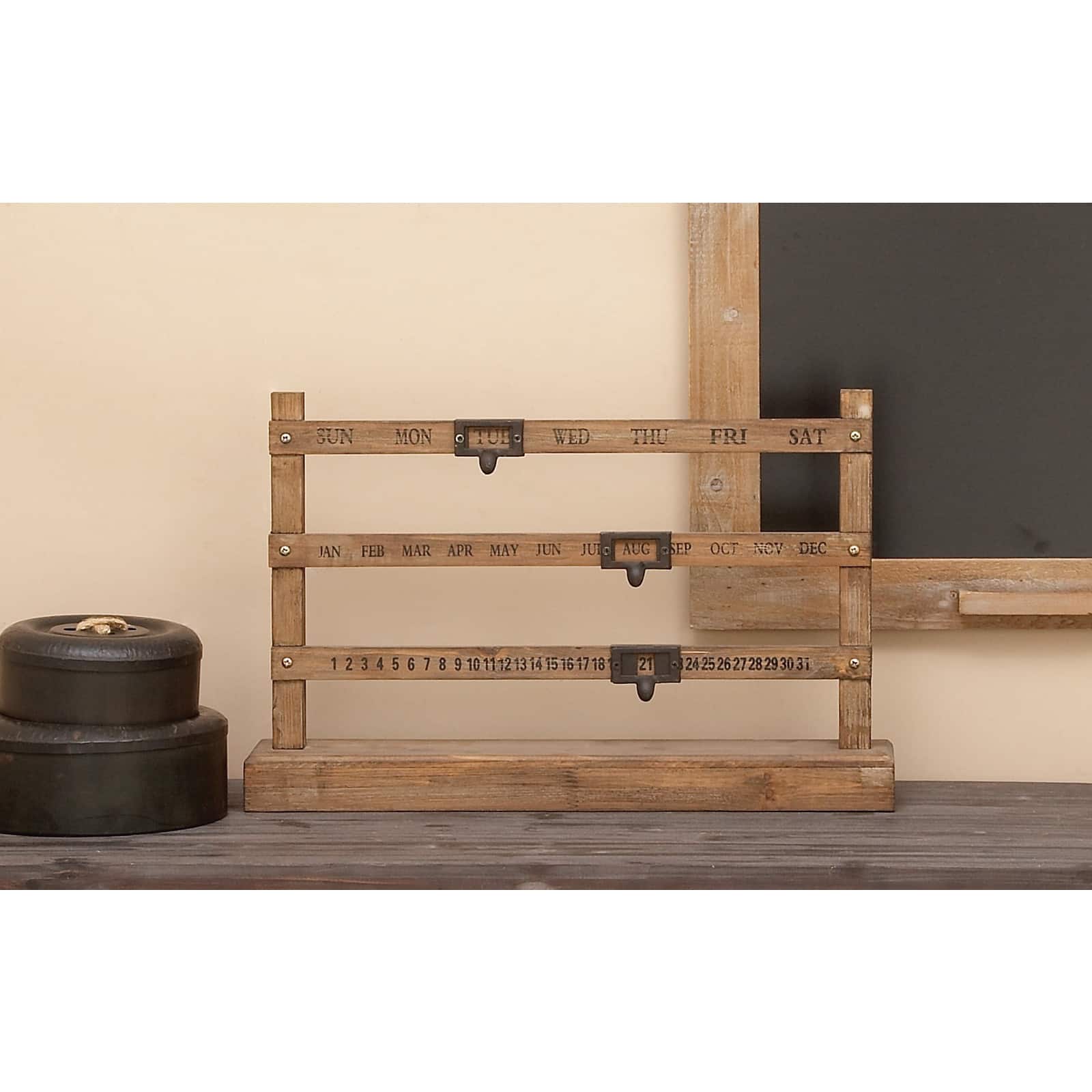 Brown Wood Farmhouse Wall Calendar, 14" x 22" x 4"
