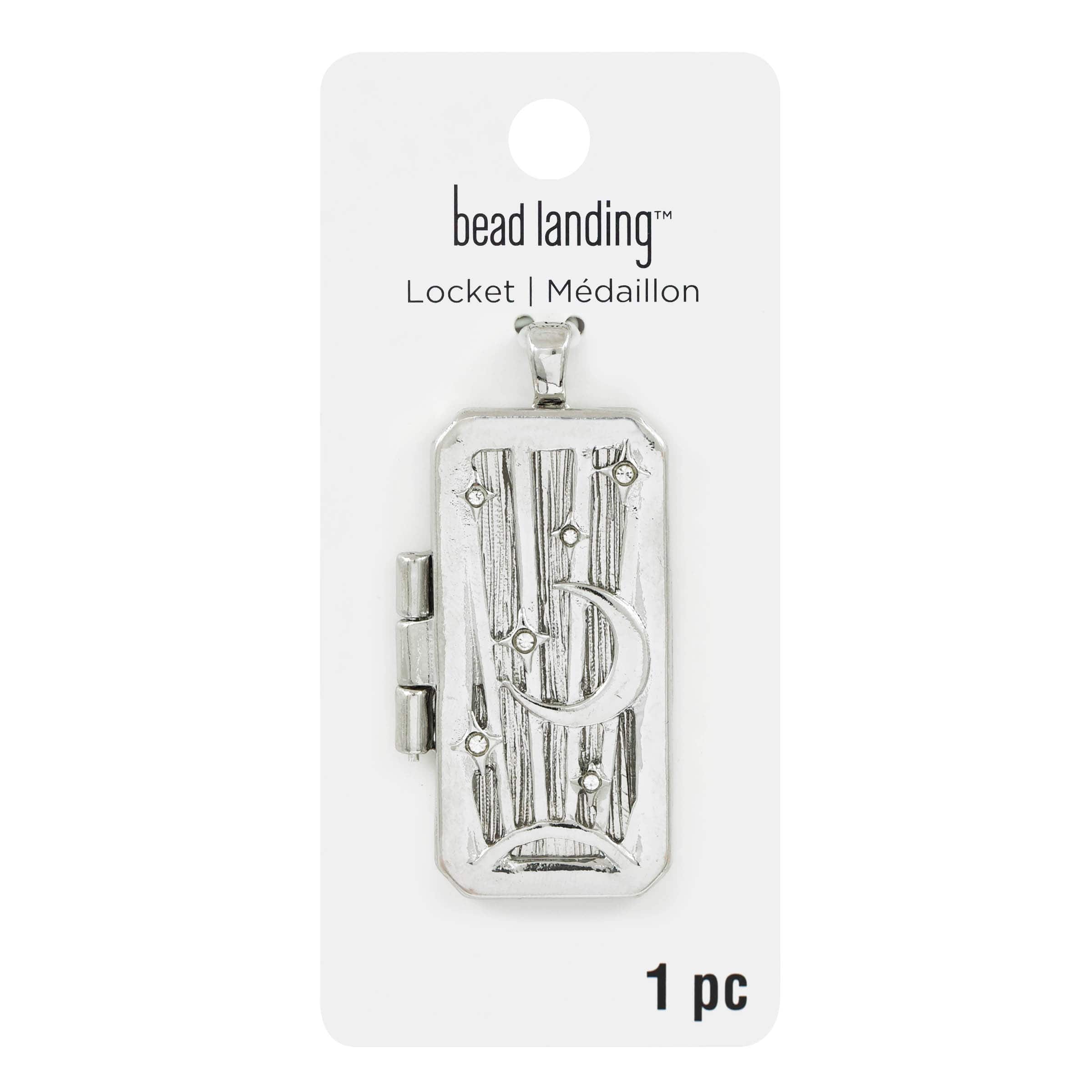 Silver Celestial Rectangle Locket by Bead Landing™