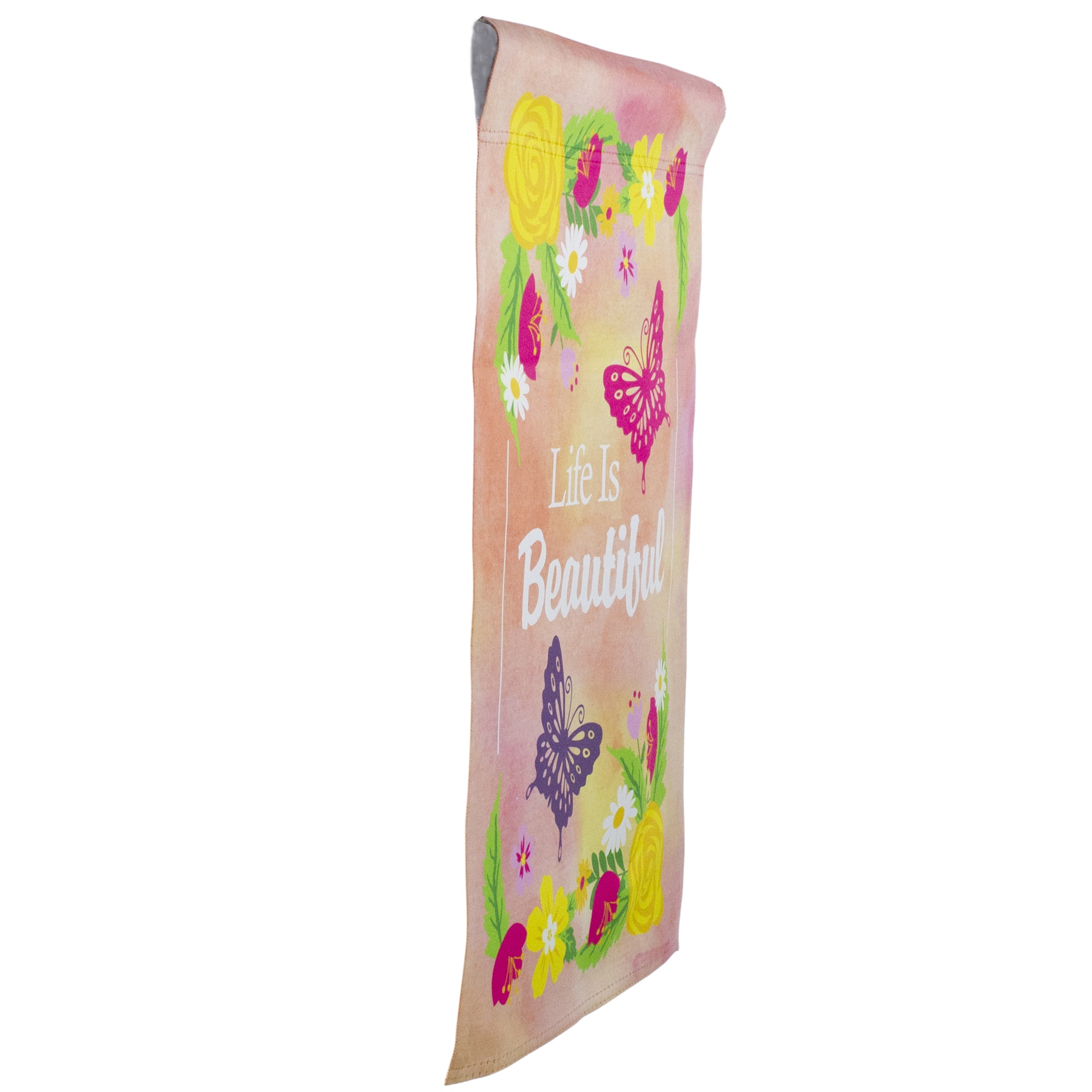 Life is Beautiful Pink Floral Outdoor Garden Flag 12.5" x 18"