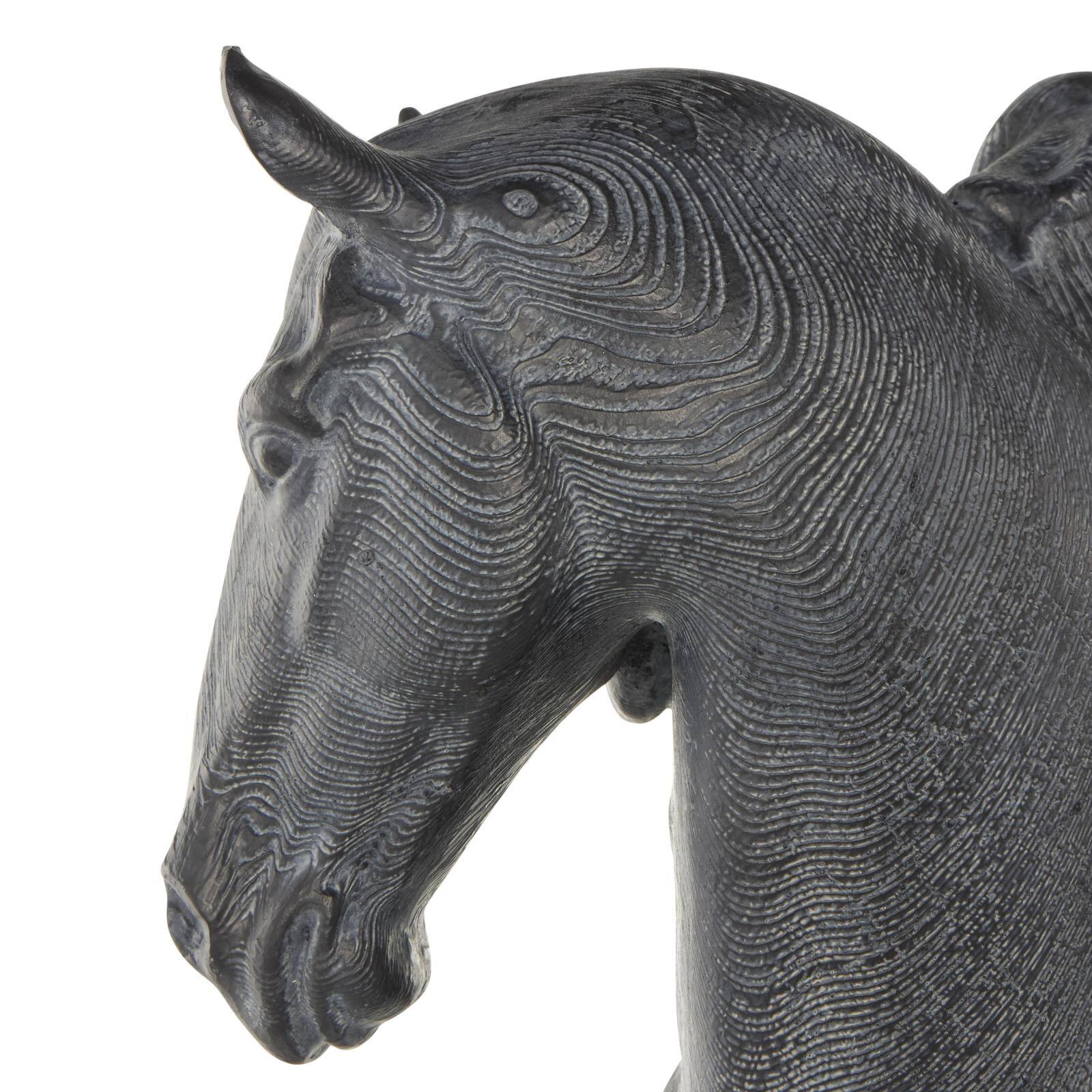 18.25" Black Resin Horse Bust Inspired Sculpture with Black Stand
