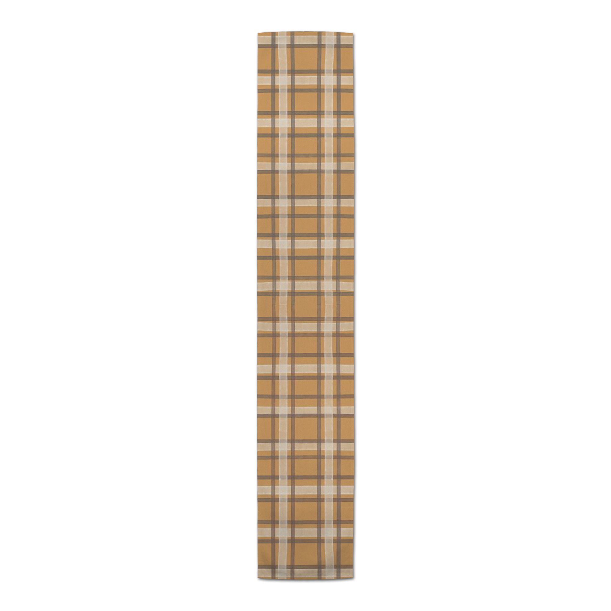 90'' Orange Multi Plaid Cotton Twill Runner
