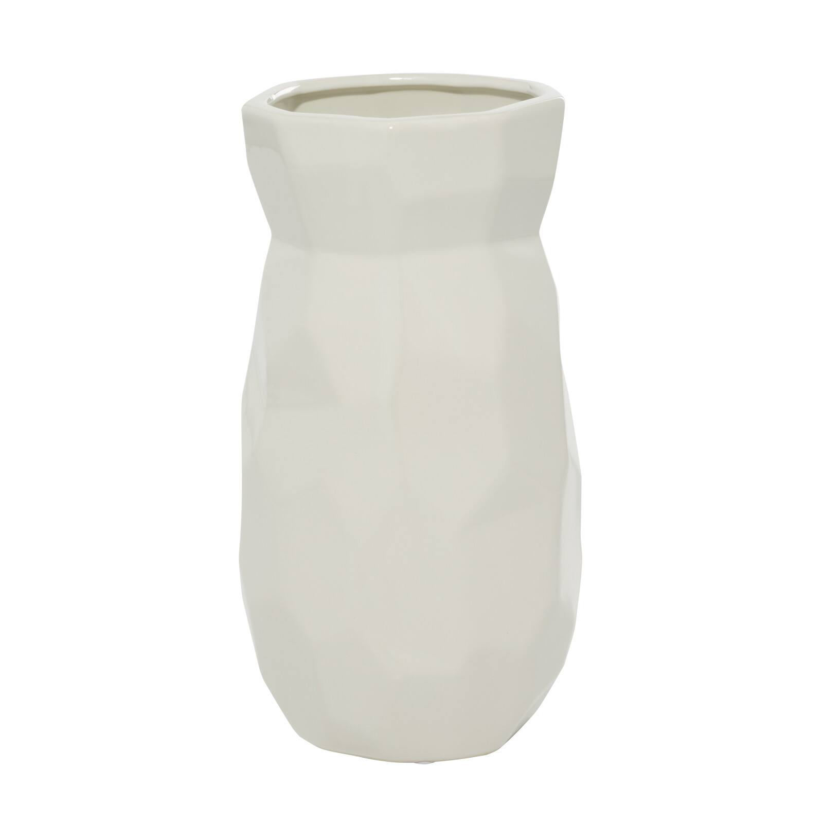 CosmoLiving by Cosmopolitan White Ceramic Modern Vase, 12" x 6" x 6"