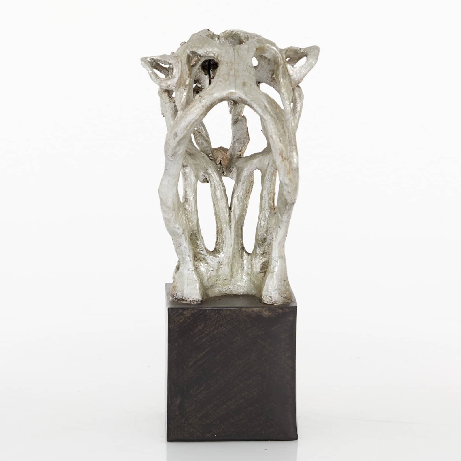 16" Silver Eclectic Leopard Sculpture