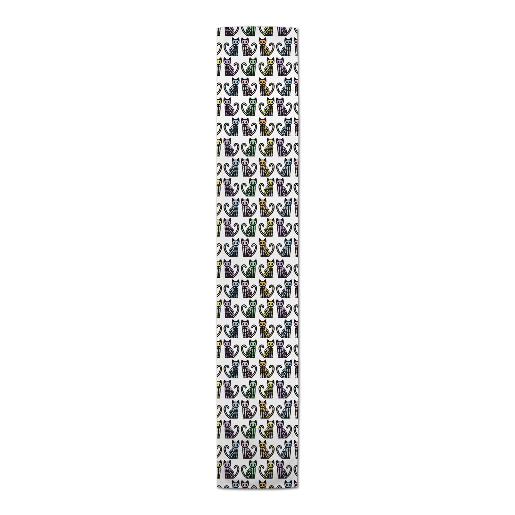 Skeleton Cat Pattern Poly Twill Table Runner