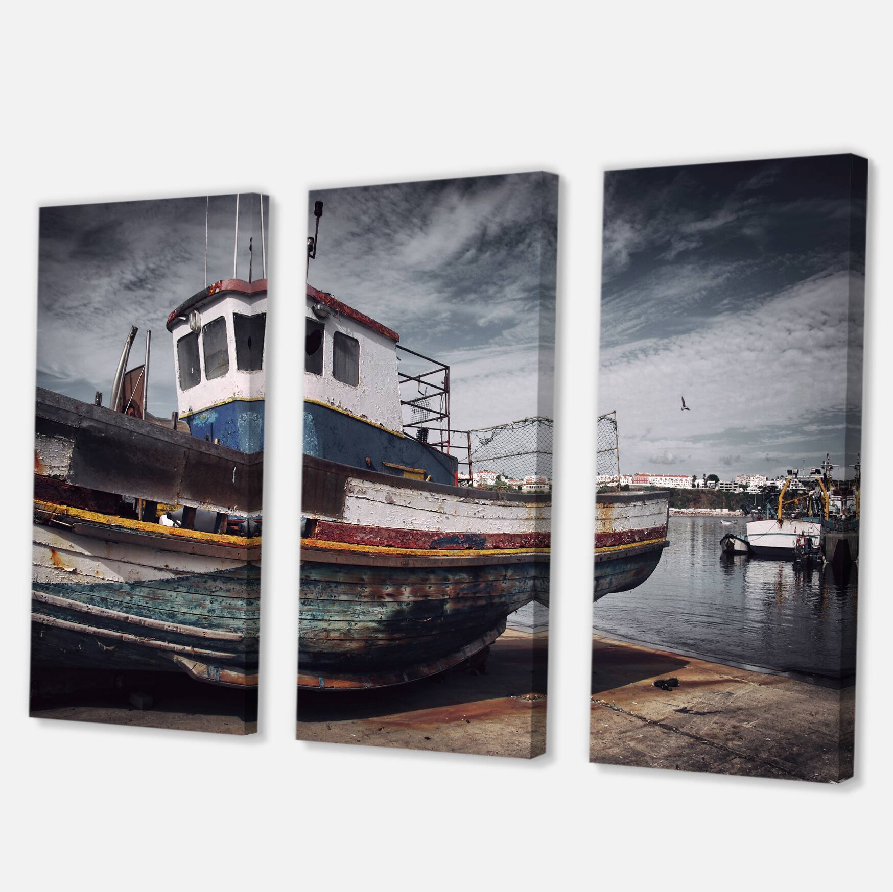 Designart - Old Fishing Boat - Boat Canvas Art Print