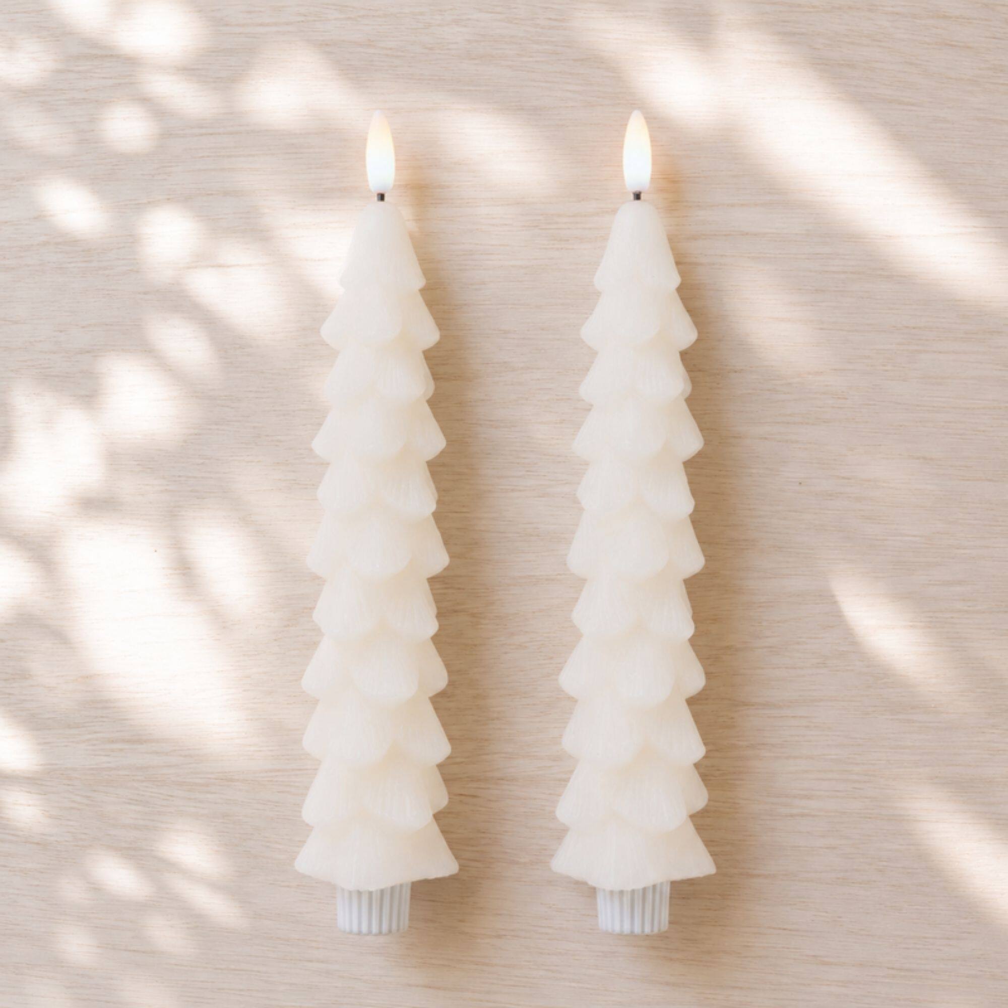 Melrose 9.5" White FIA Wick Tree Taper Candles, 4ct.