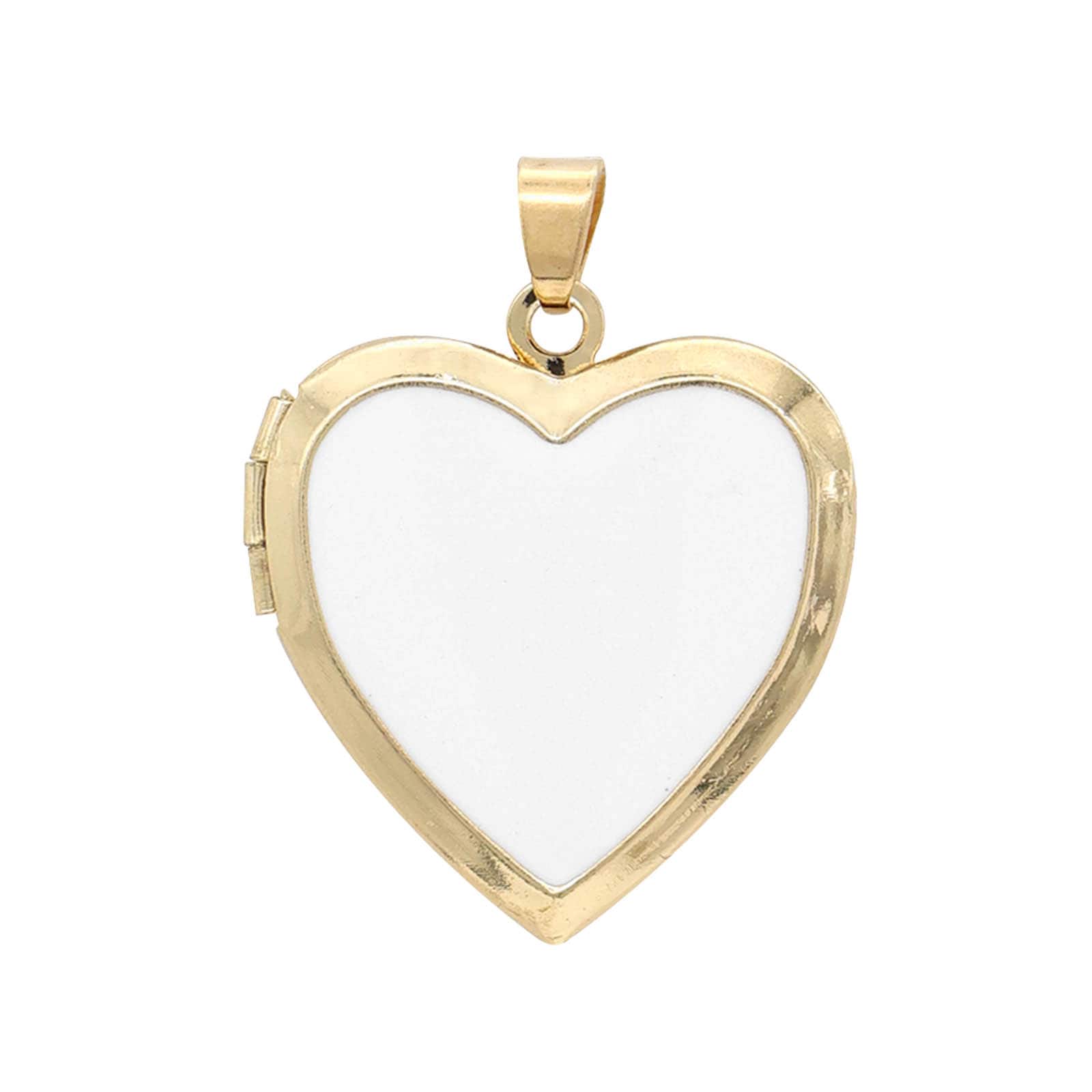 Gold & White Enamel Heart Locket by Bead Landing™