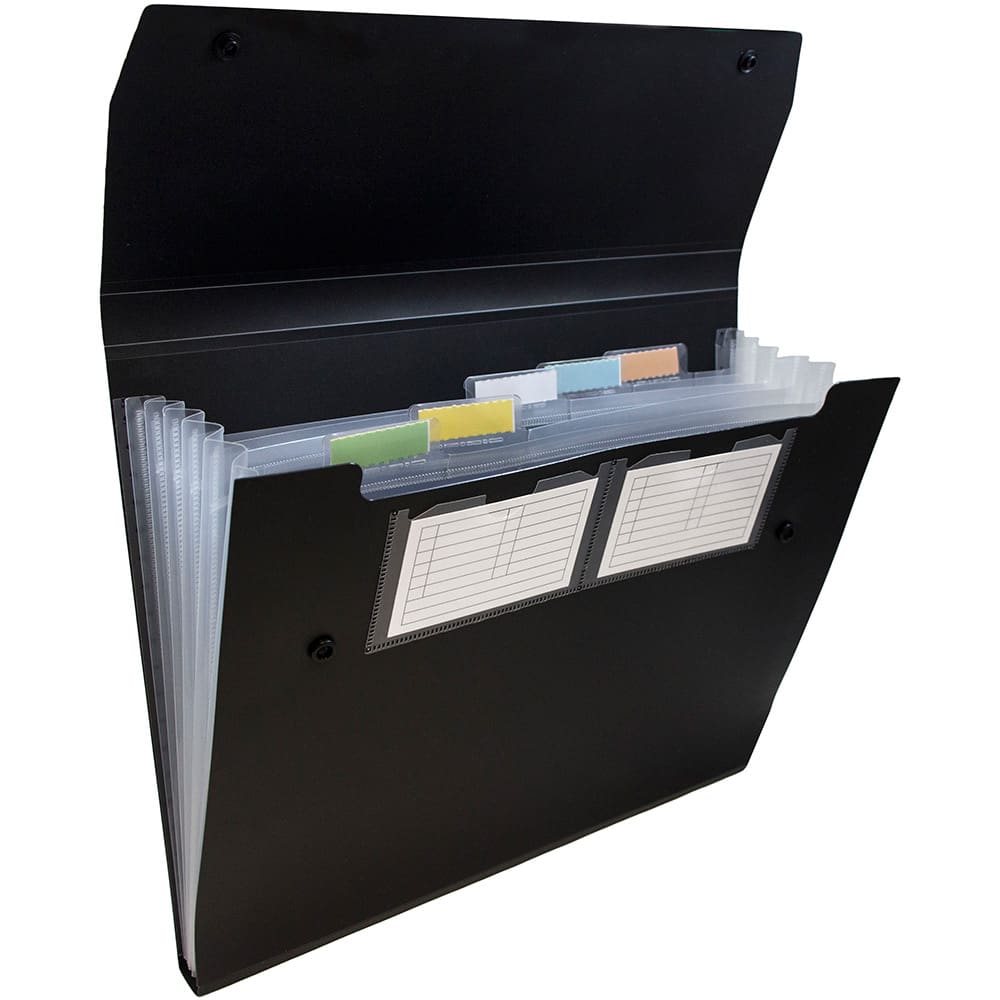 JAM Paper 9" x 13" Black Plastic Snap Closure Accordion Folder