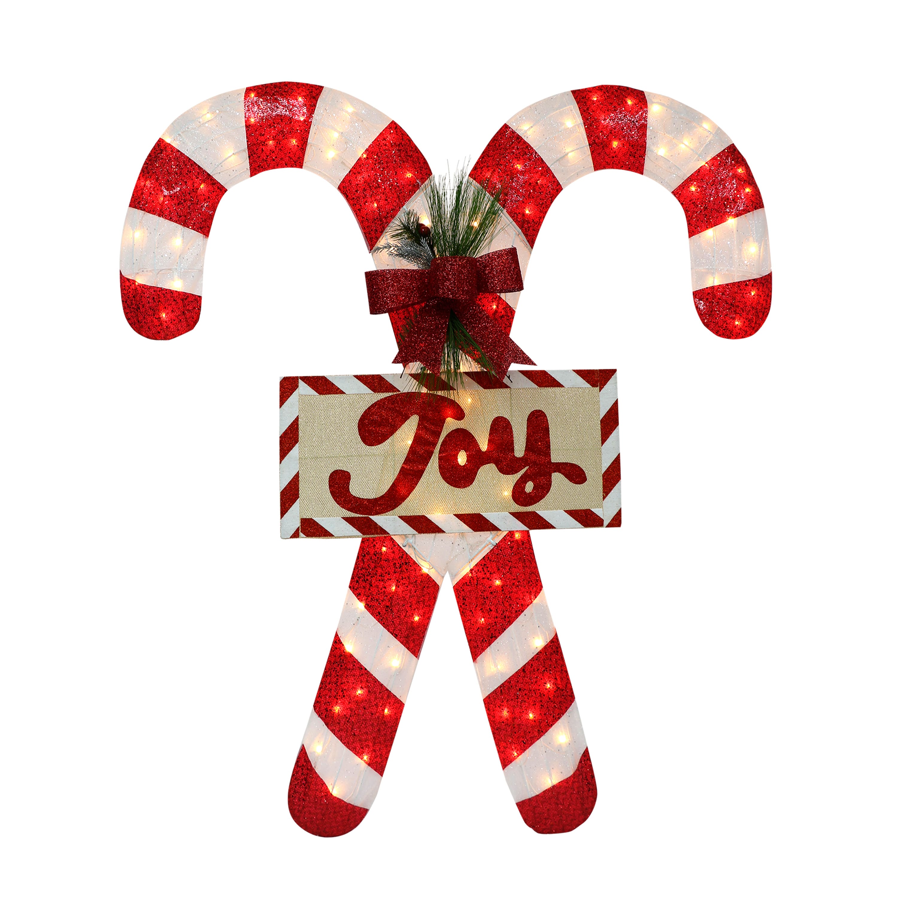 52" Pre-Lit Mesh Candy Cane Pair