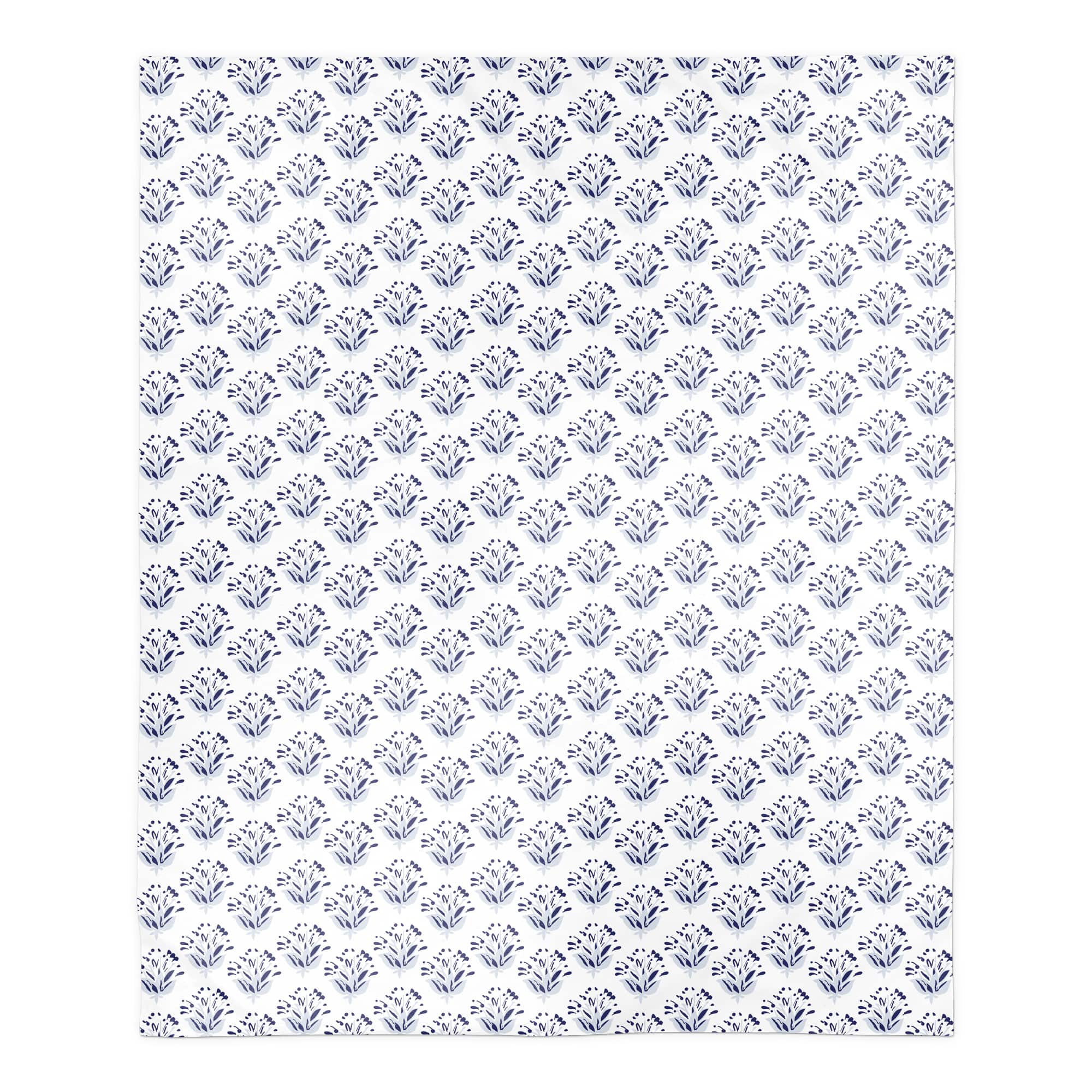 Blue Floral Sherpa Fleece Blanket