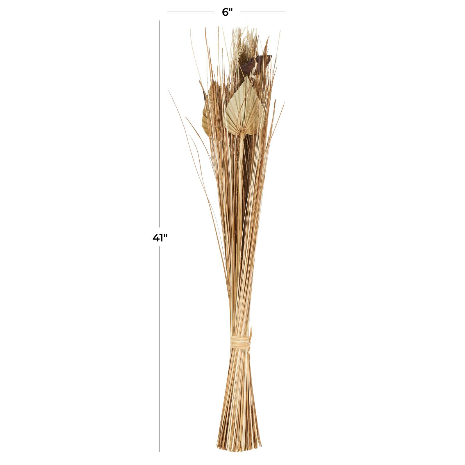 3.4ft. Brown Dried Plant Pampas Grass Natural Foliage with Fan Palm Leaves