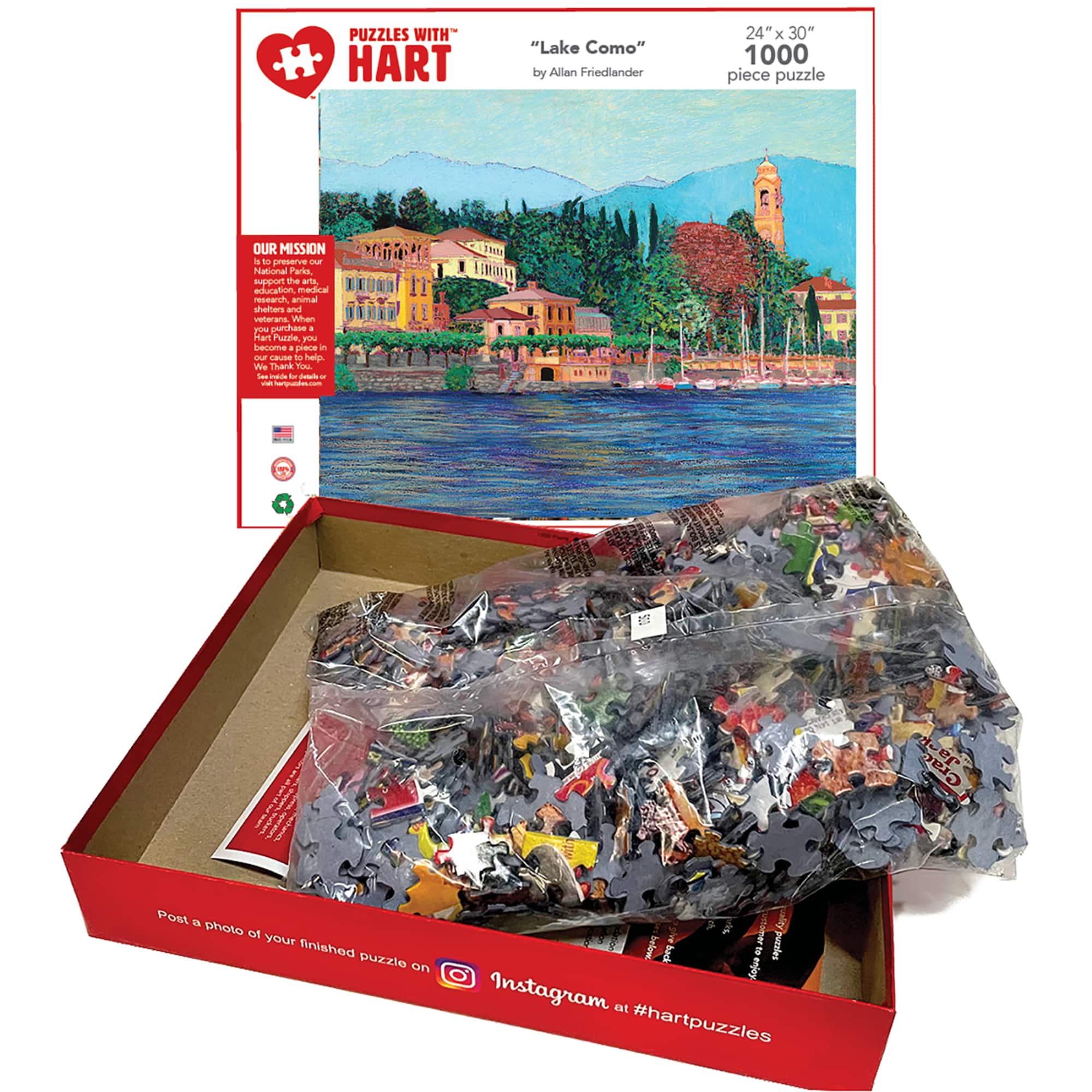 Hart Puzzles Lake Como by Allan Friedlander 1,000 Piece Jigsaw Puzzle