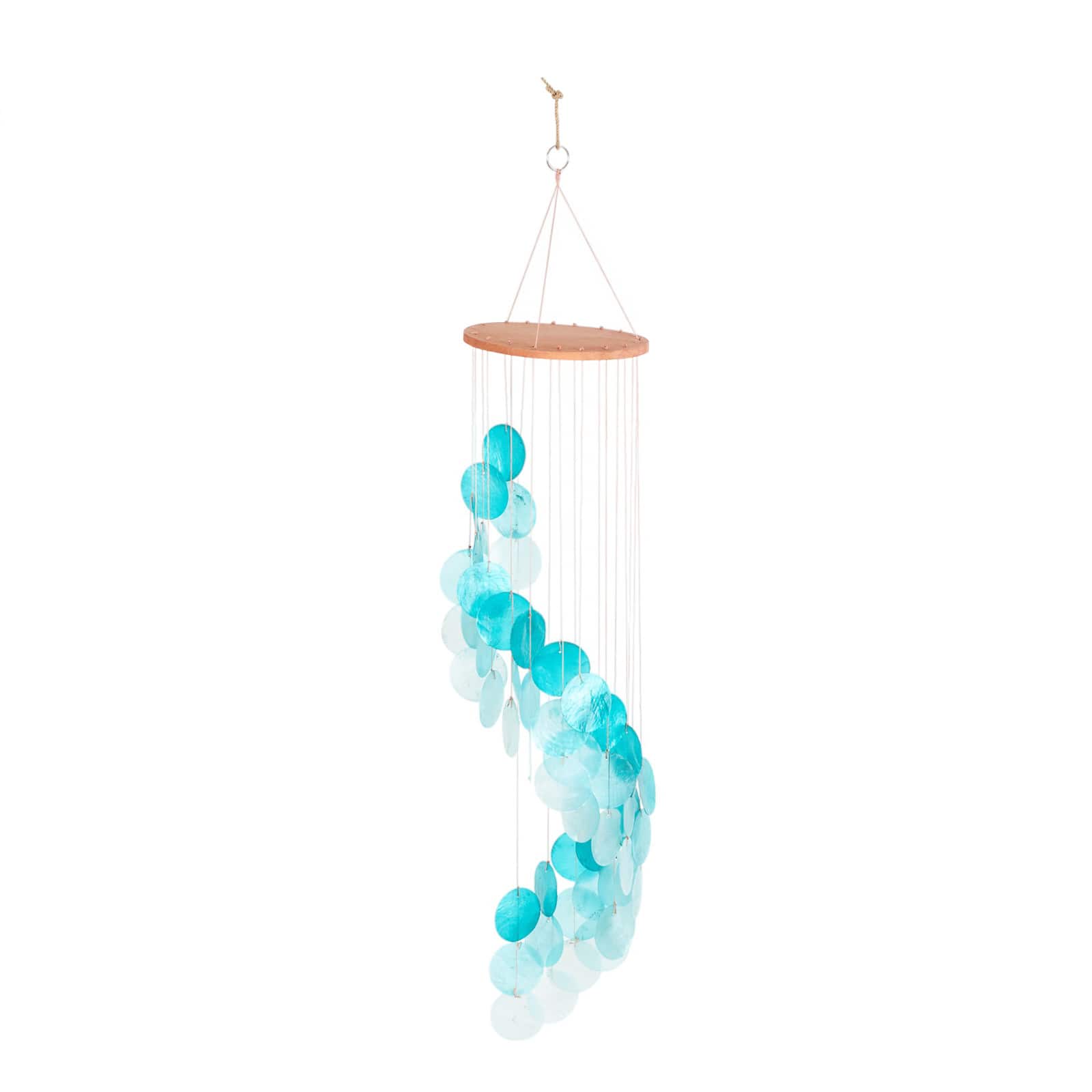 31" Teal Capiz Shell Waterfall Wind Chime