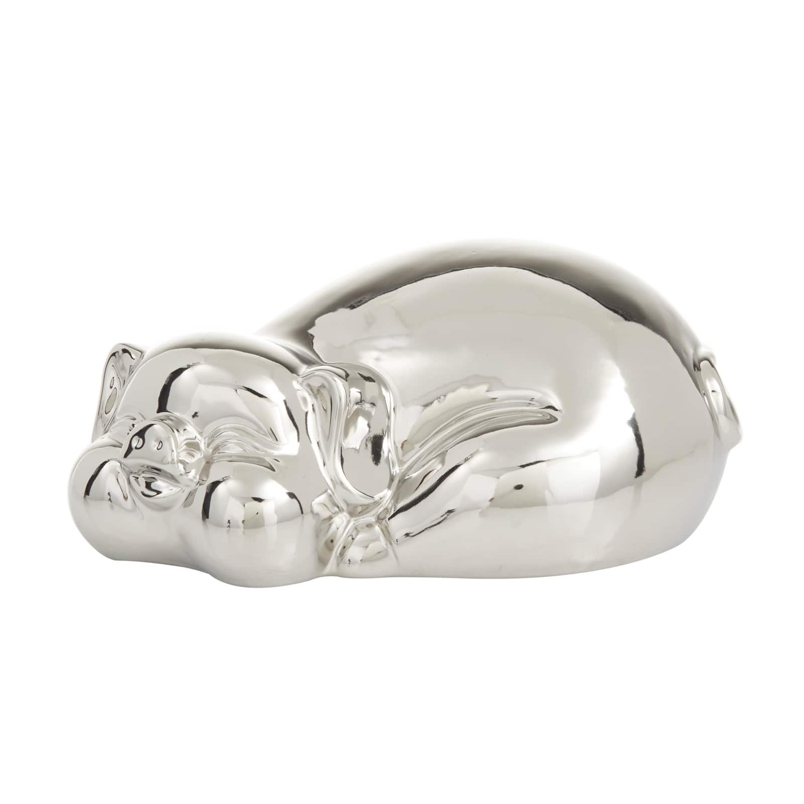 CosmoLiving by Cosmopolitan Silver Porcelain Contemporary Sculpture, 5" x 13" x 9"