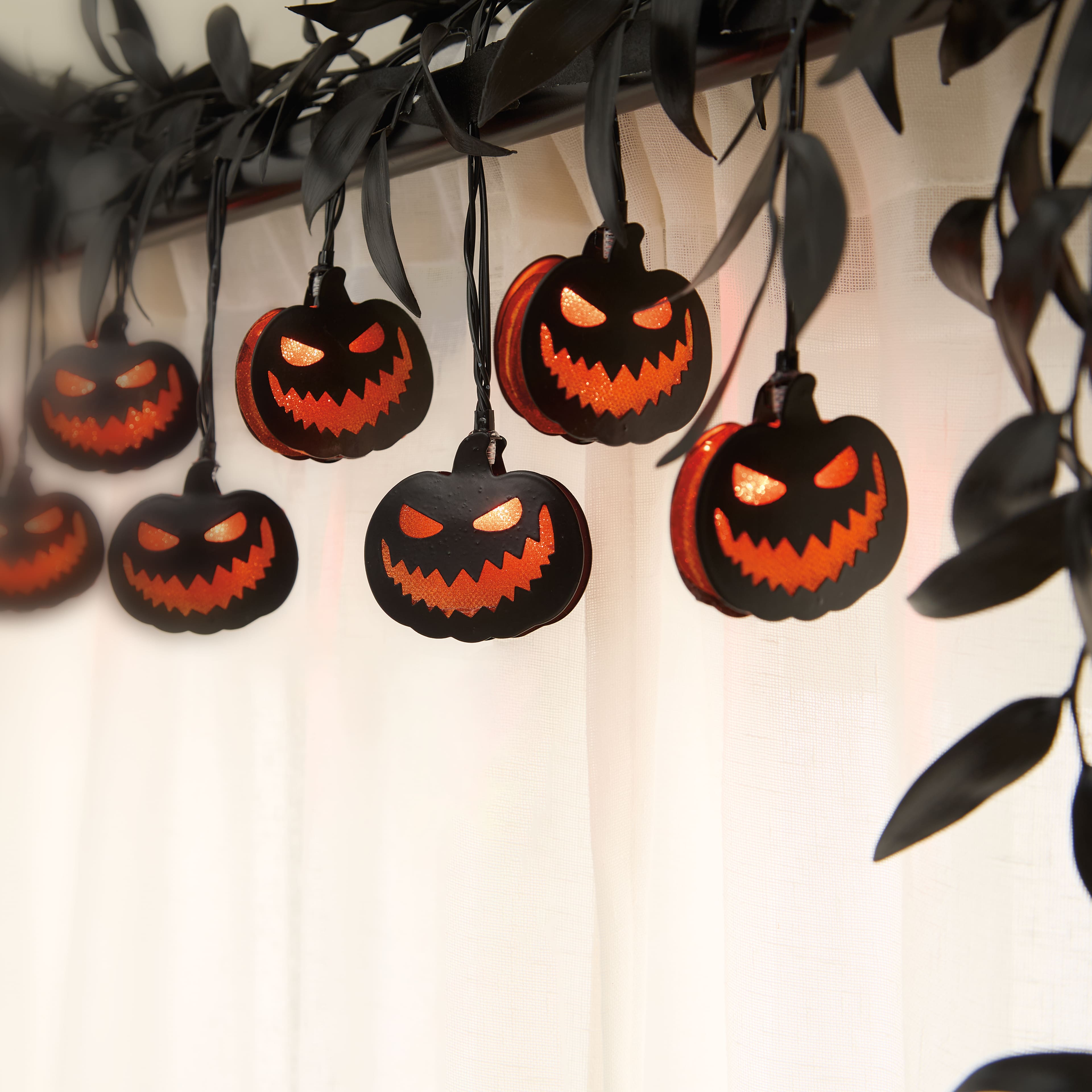 10ct. Black Jack-o'-Lanterns Icon LED String Lights by Ashland®