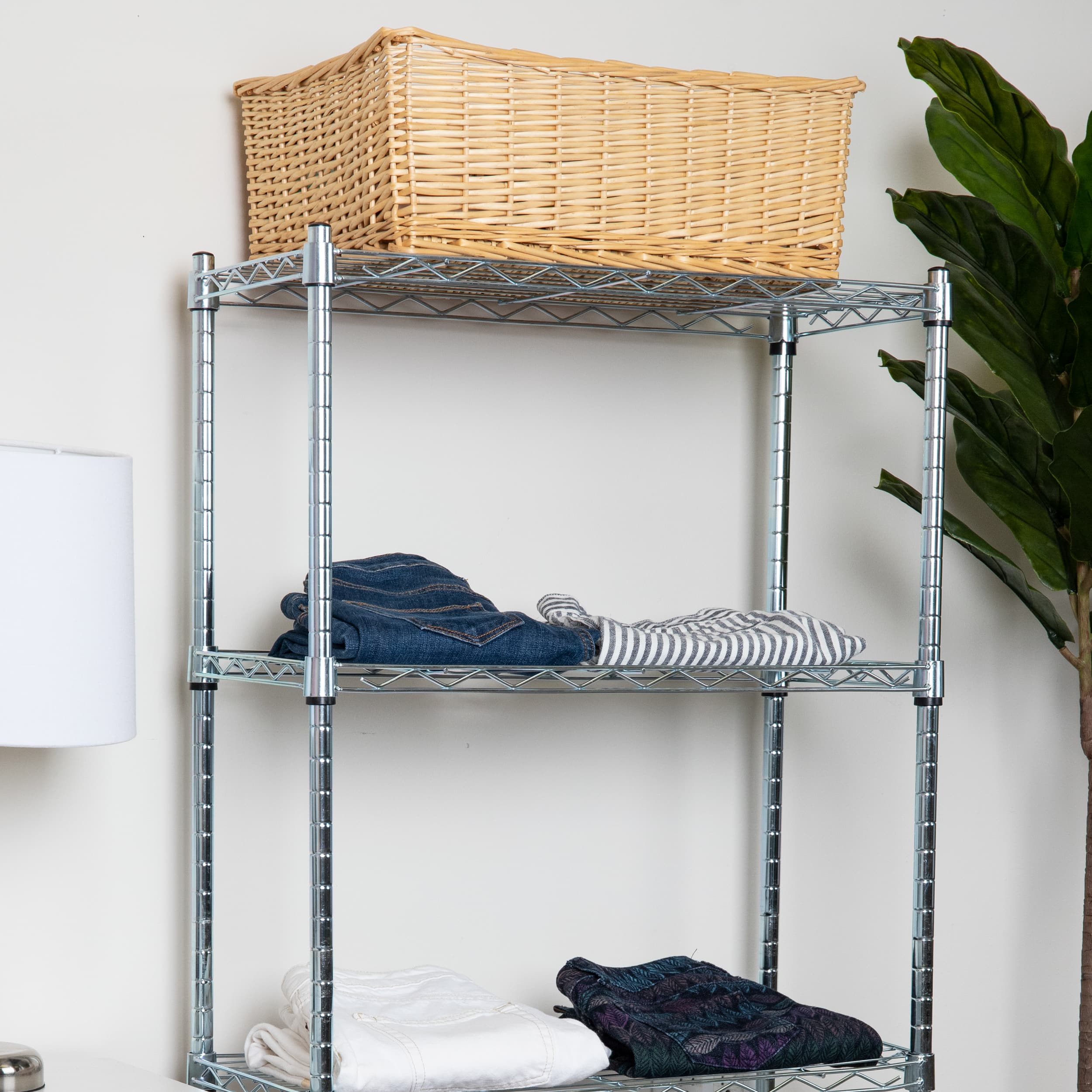 Mind Reader Alloy Collection Silver Adjustable 4-Tier Industrial Metal Storage Shelf