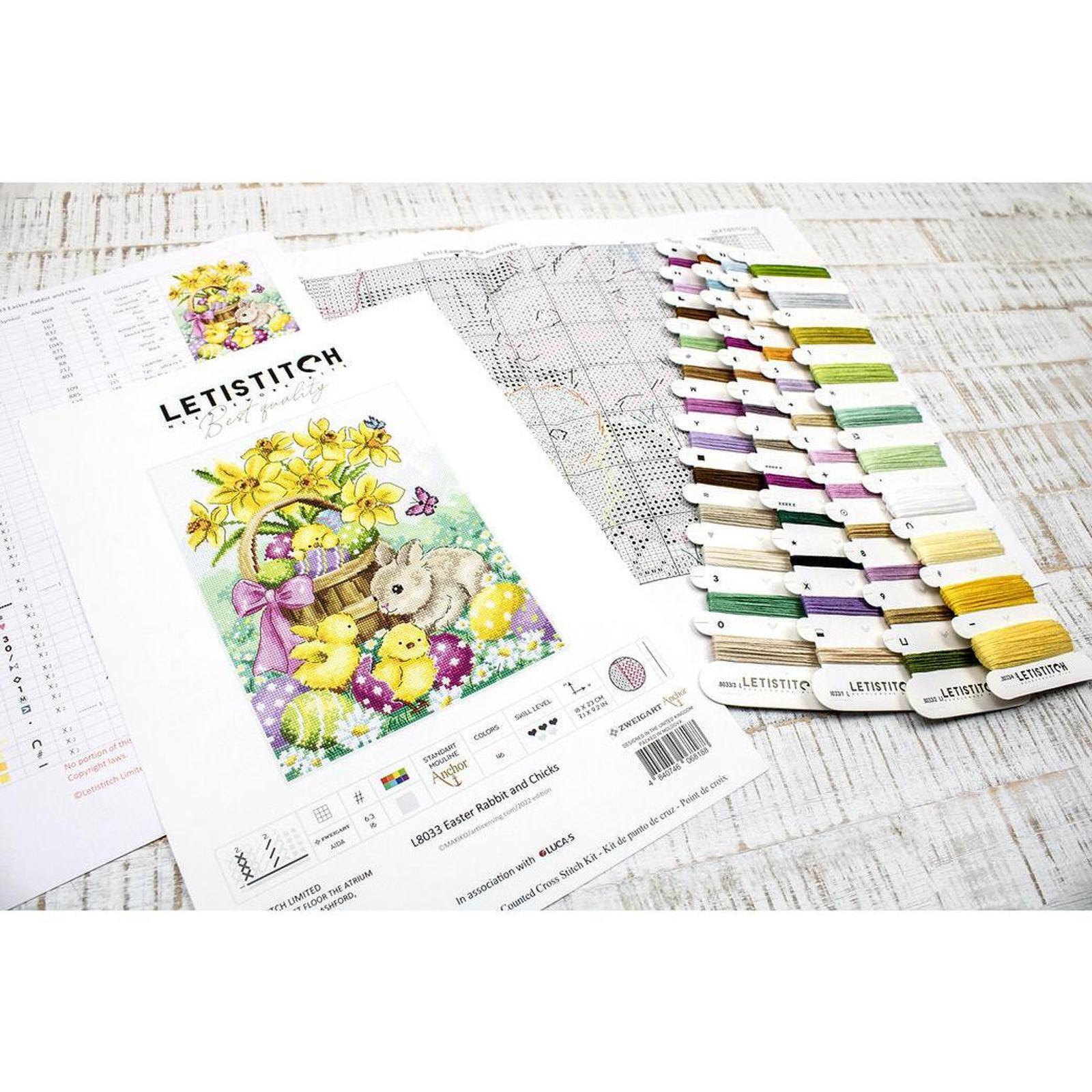 Letistitch Counted Cross Stitch Kit Easter Rabbit and Chicks