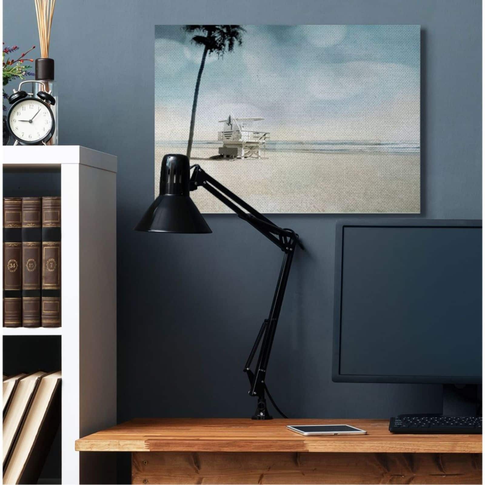 Stupell Industries Empty Beach Coast with Lifeguard Stand Canvas Wall Art