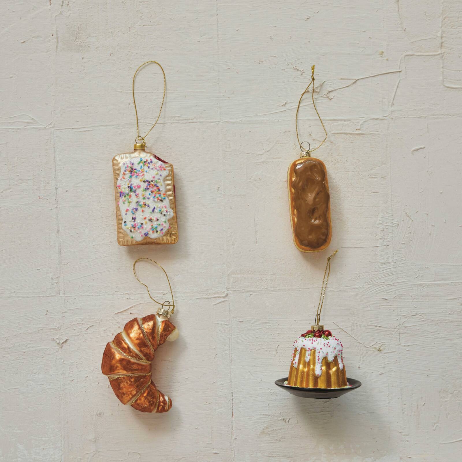Hello Honey® 4" Glass Toaster Pastry Ornament with Beads & Glitter