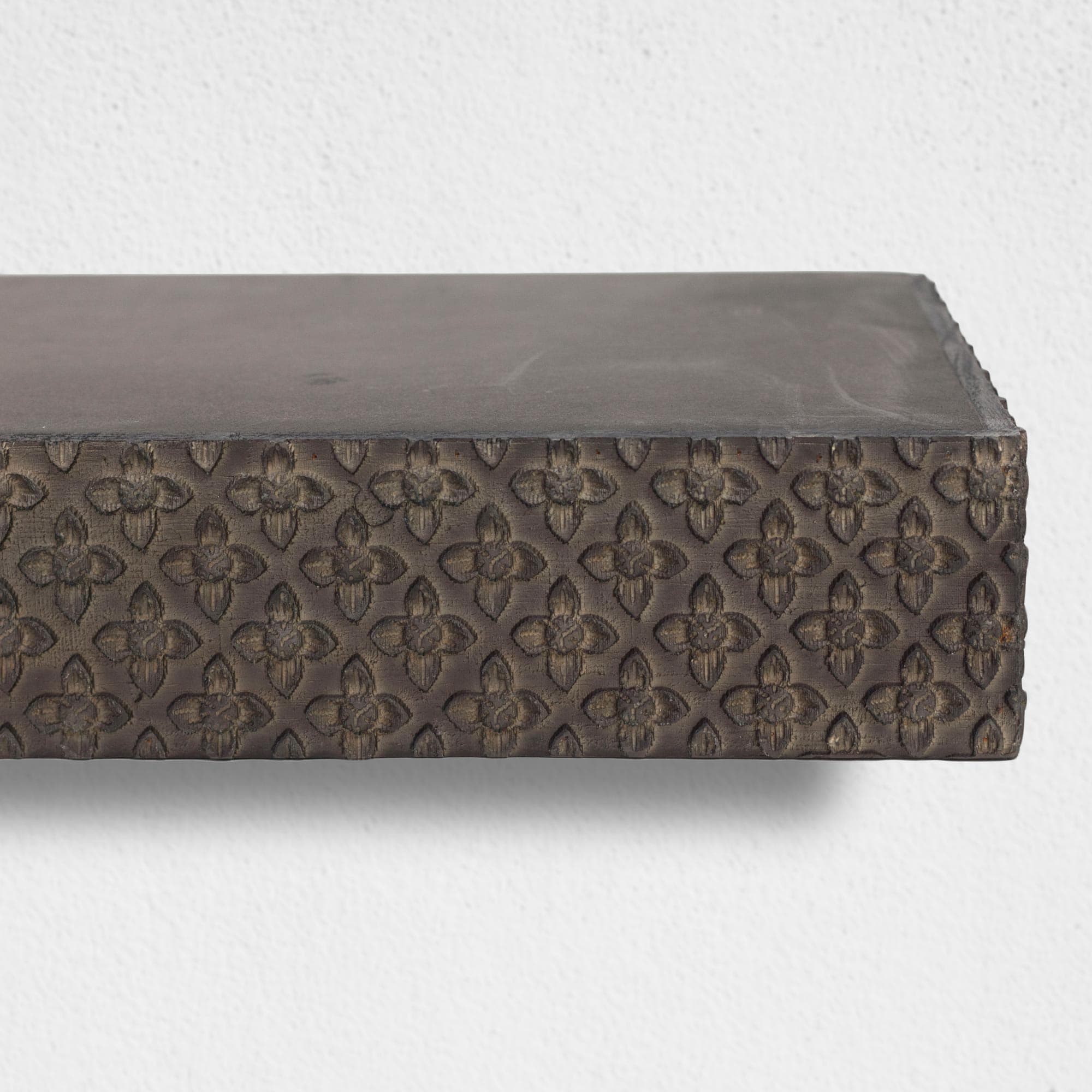 Large Black Rustic Embossed Wood Floating Wall Shelf
